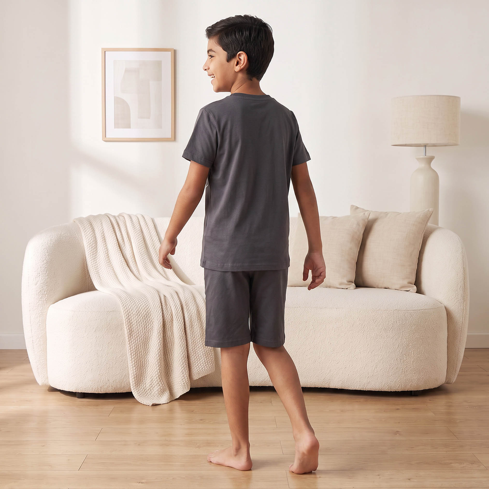 Juniors Cotton Crew Neck Short Sleeves Shorts Set with Gaming Print-boys-clothing-nightwear-image-2