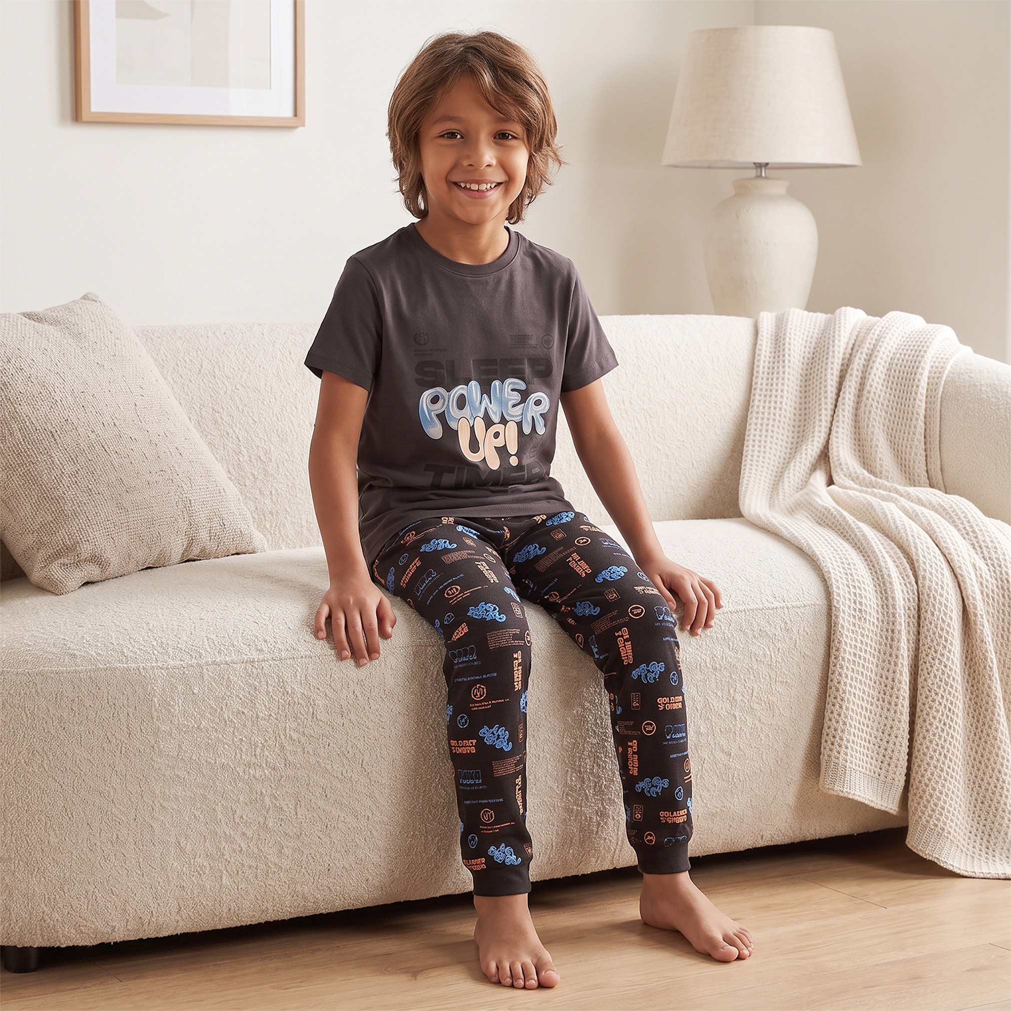 Juniors Cotton Crew Neck Long Sleeves Pyjama Set with Strawberry Print-girls-clothing-nightwear-image-8