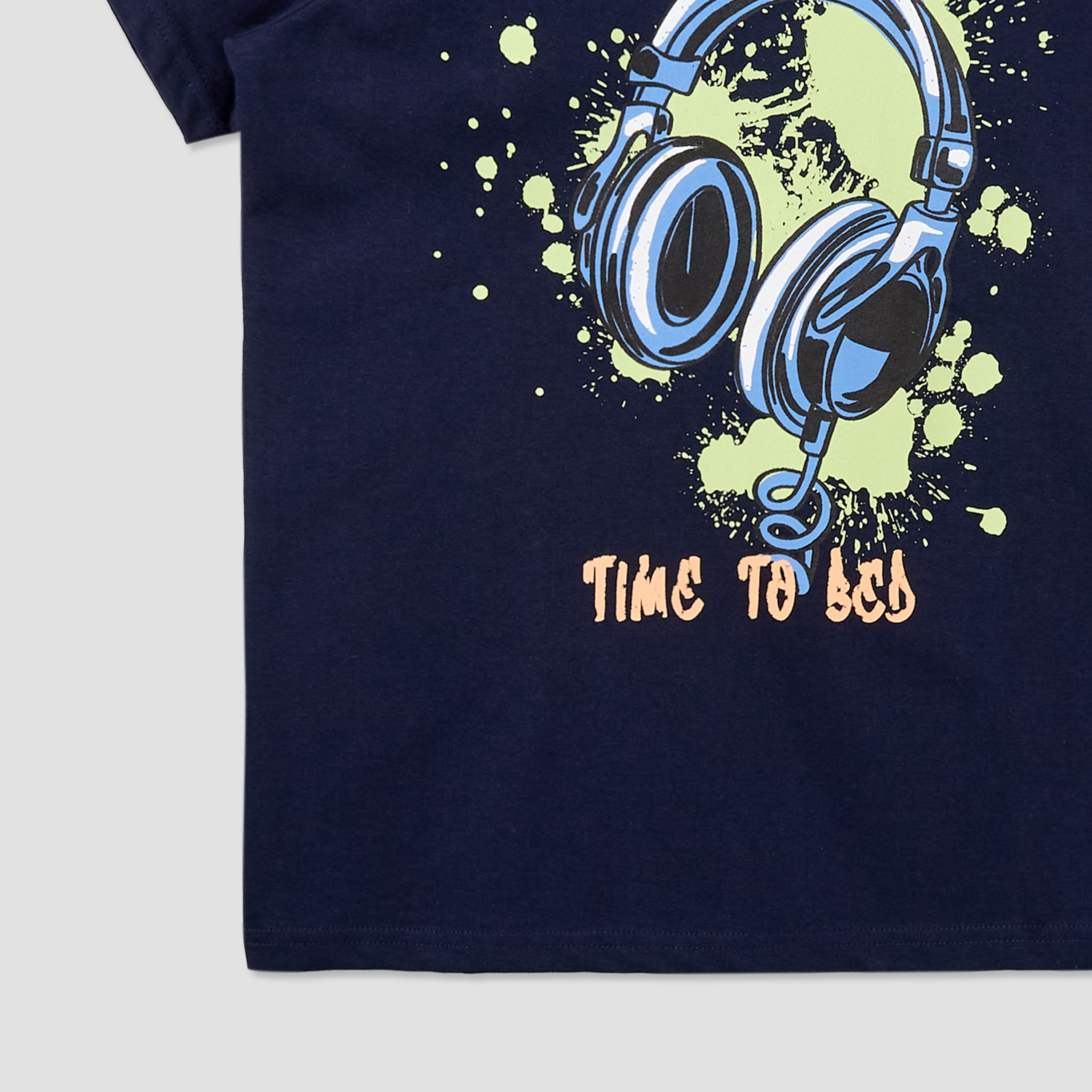 Juniors Cotton Crew Neck Short Sleeves Pyjama Set with Headphones Print-boys-clothing-nightwear-image-5