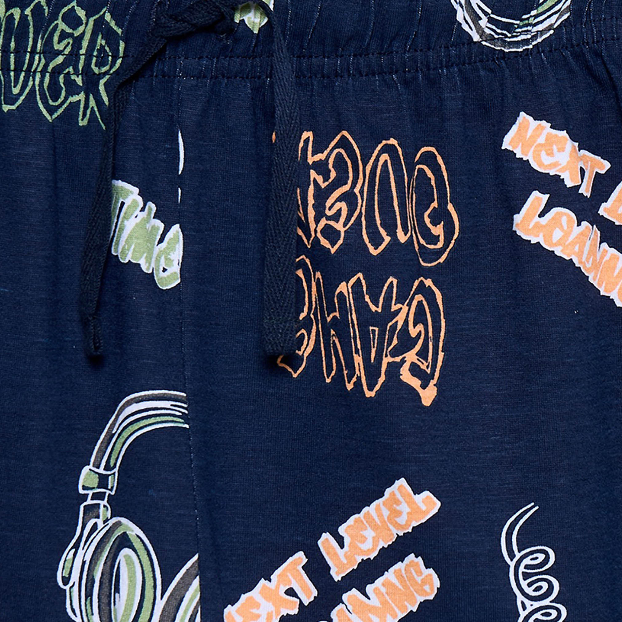 Juniors Cotton Crew Neck Short Sleeves Pyjama Set with Headphones Print-boys-clothing-nightwear-image-11