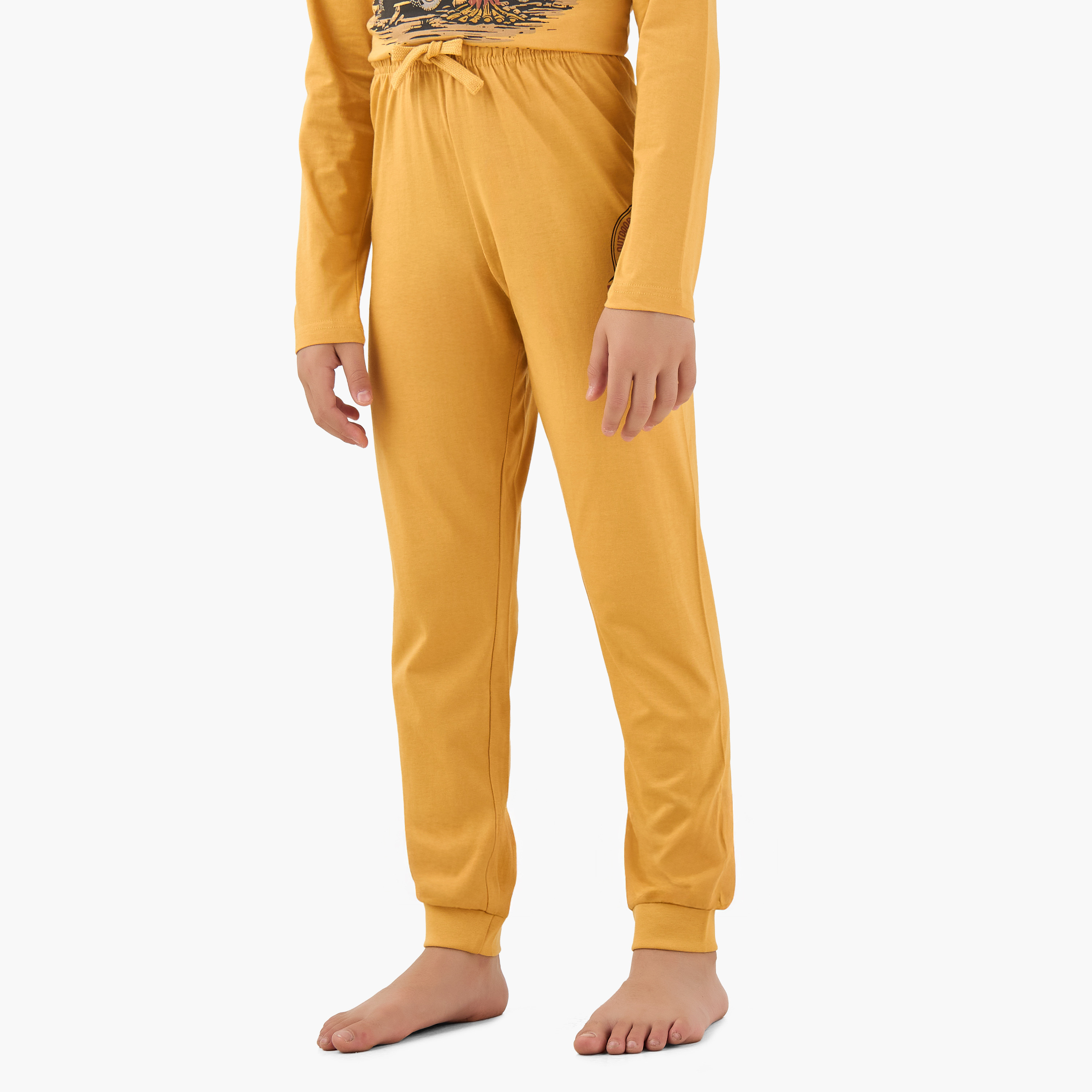 Juniors Cotton Crew Neck Long Sleeve Pyjama Set with Graphic Print-boys-clothing-nightwear-image-3