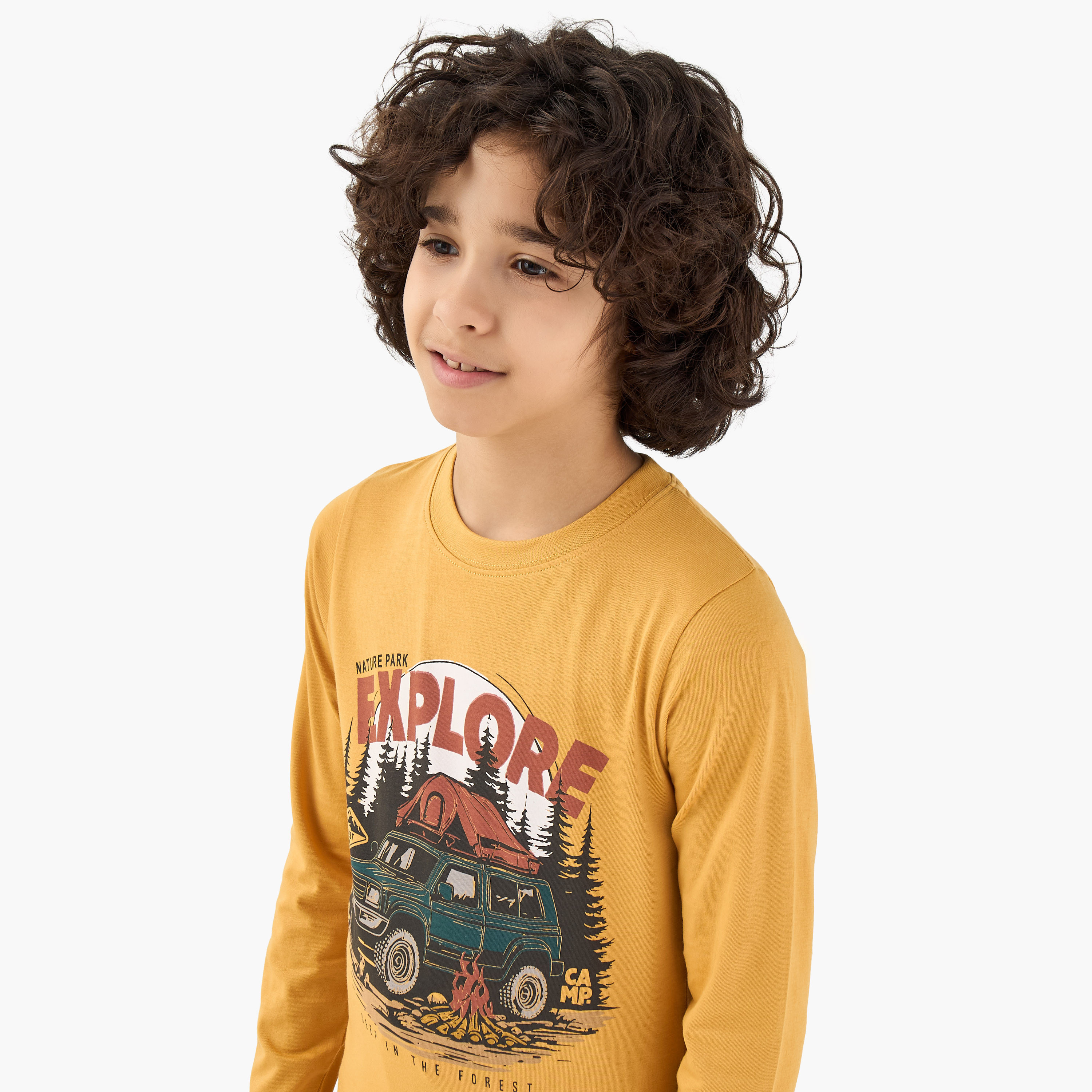 Juniors Cotton Crew Neck Long Sleeve Pyjama Set with Graphic Print-boys-clothing-nightwear-image-5