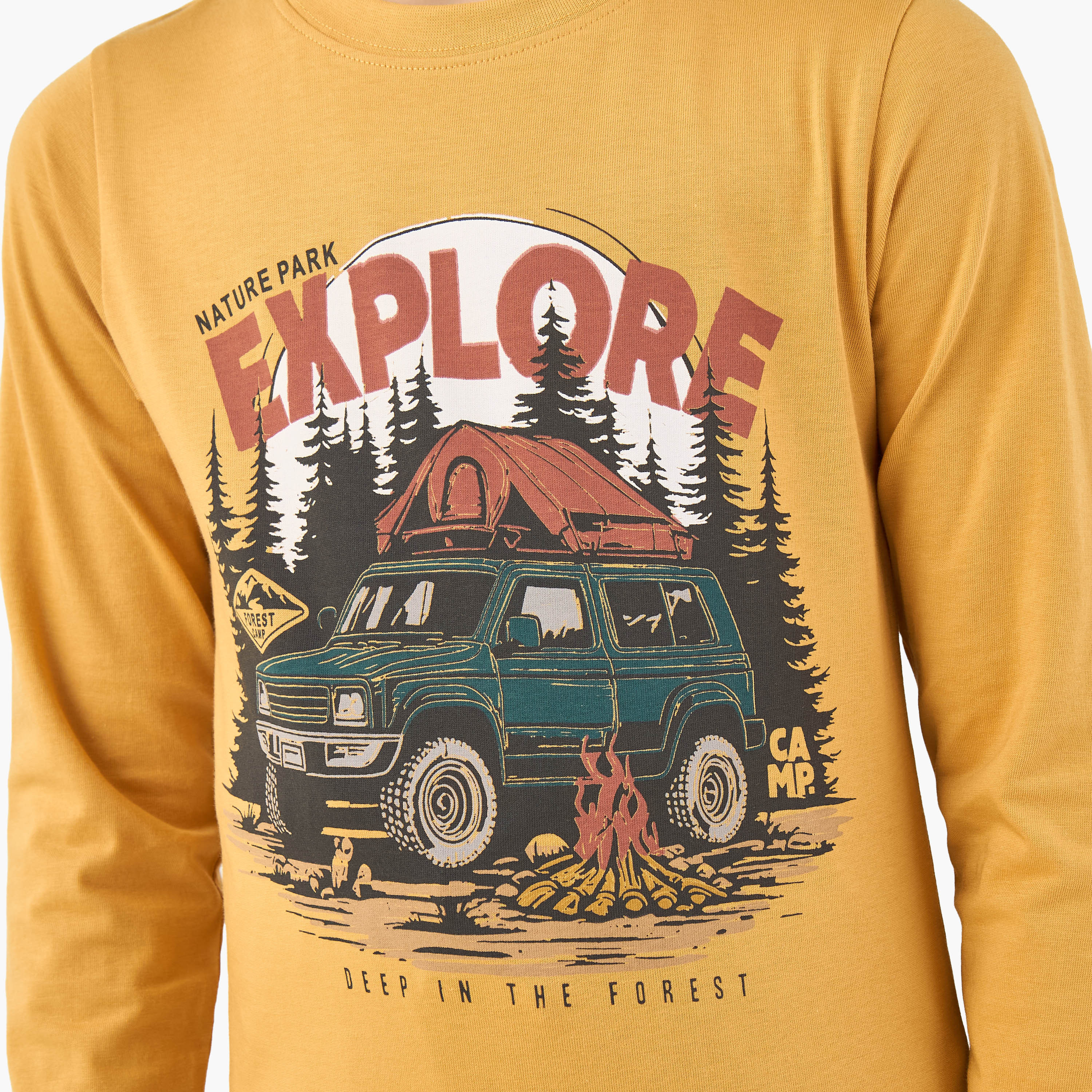 Juniors Cotton Crew Neck Long Sleeve Pyjama Set with Graphic Print-boys-clothing-nightwear-image-6