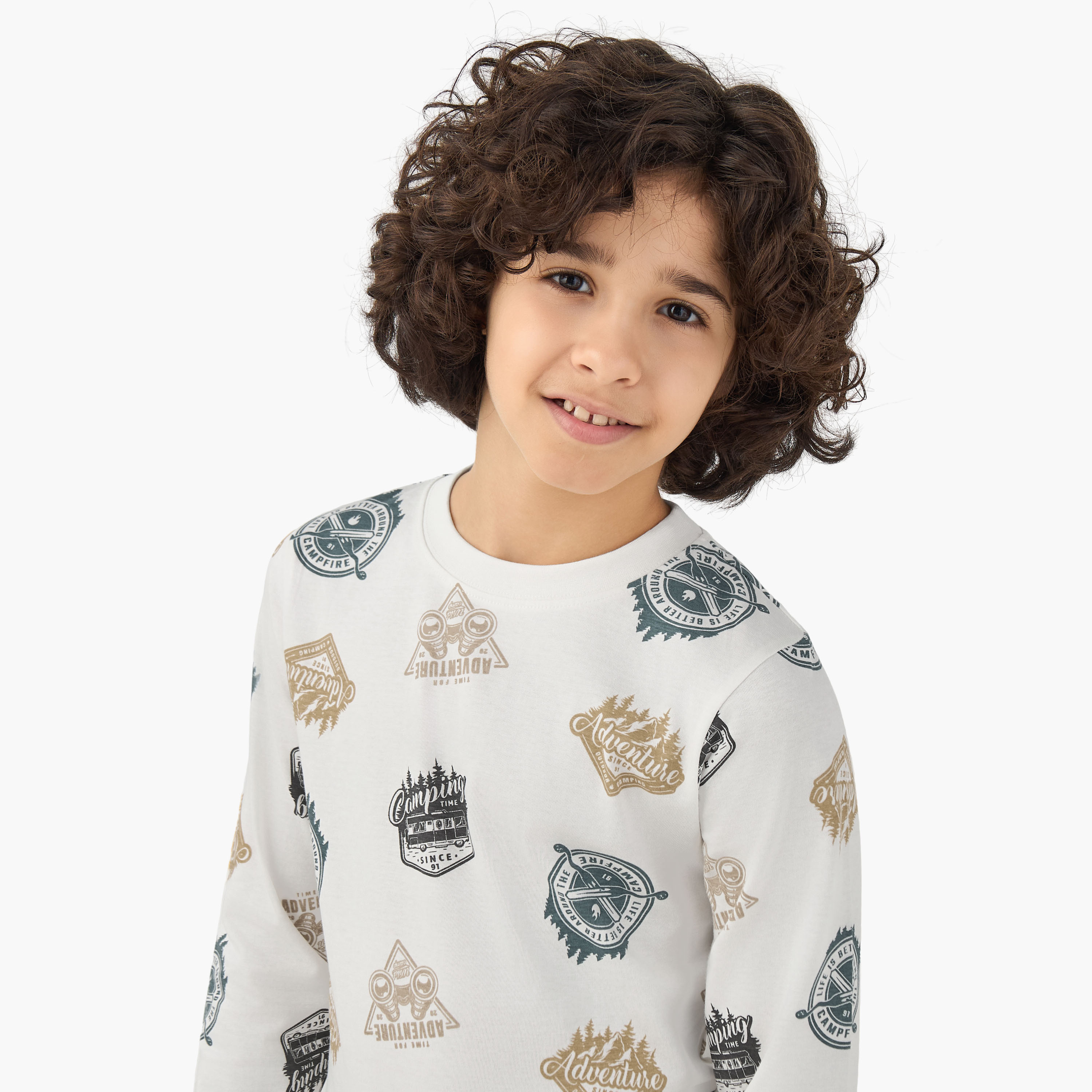 Juniors Cotton Crew Neck Long Sleeve Pyjama Set with Drawstring Closure-boys-clothing-nightwear-image-5