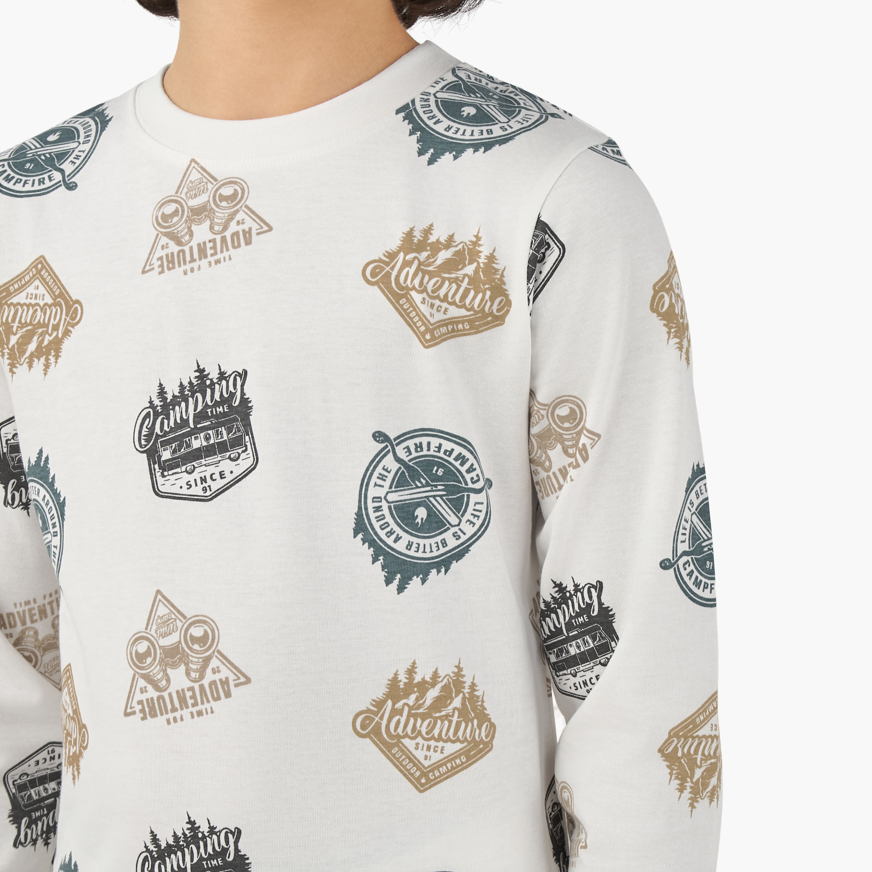 Juniors Cotton Crew Neck Long Sleeve Pyjama Set with Drawstring Closure-boys-clothing-nightwear-image-6