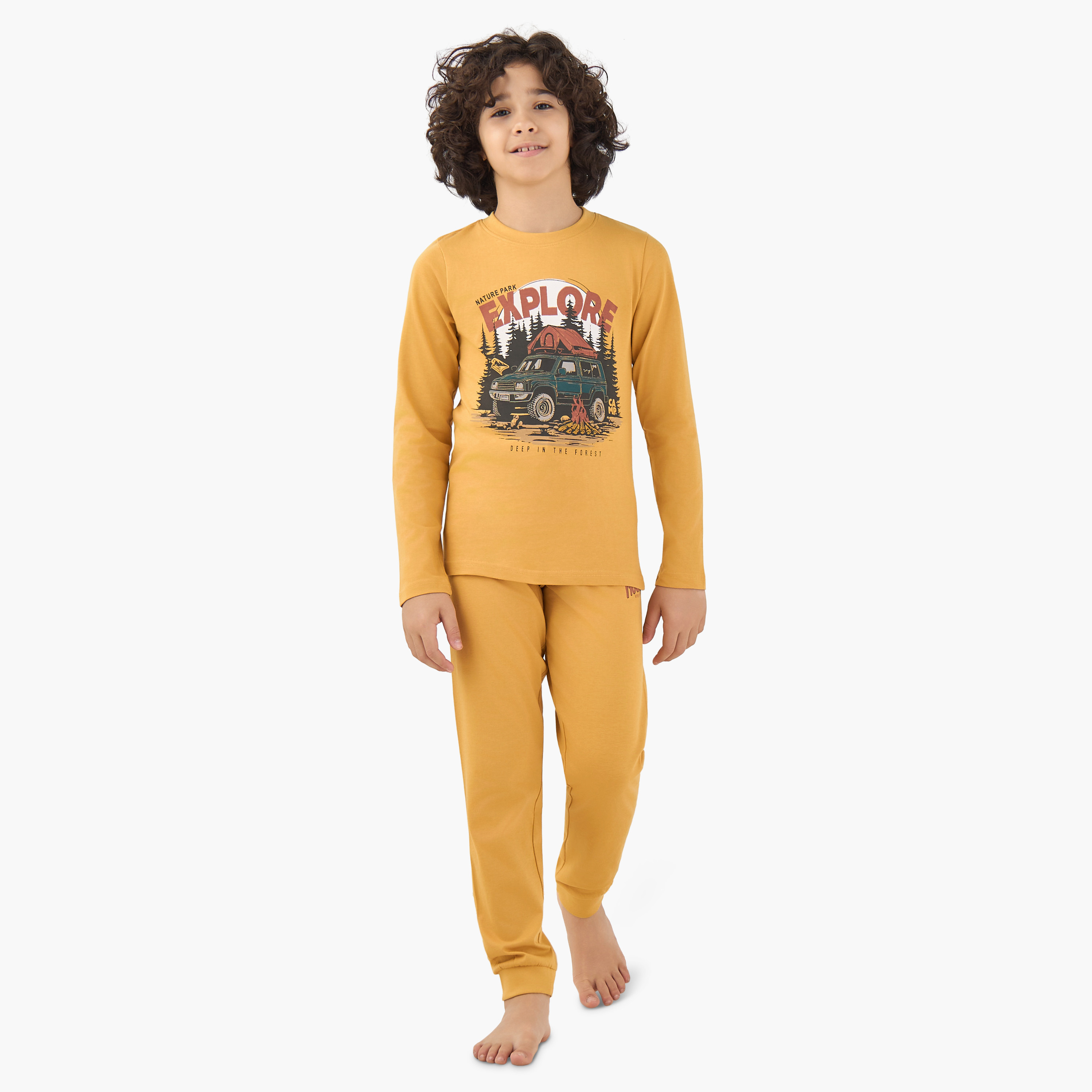 Pack of 3 Juniors Cotton Crew Neck Long Sleeves Pyjama Set with Fun Print-boys-clothing-nightwear-image-2