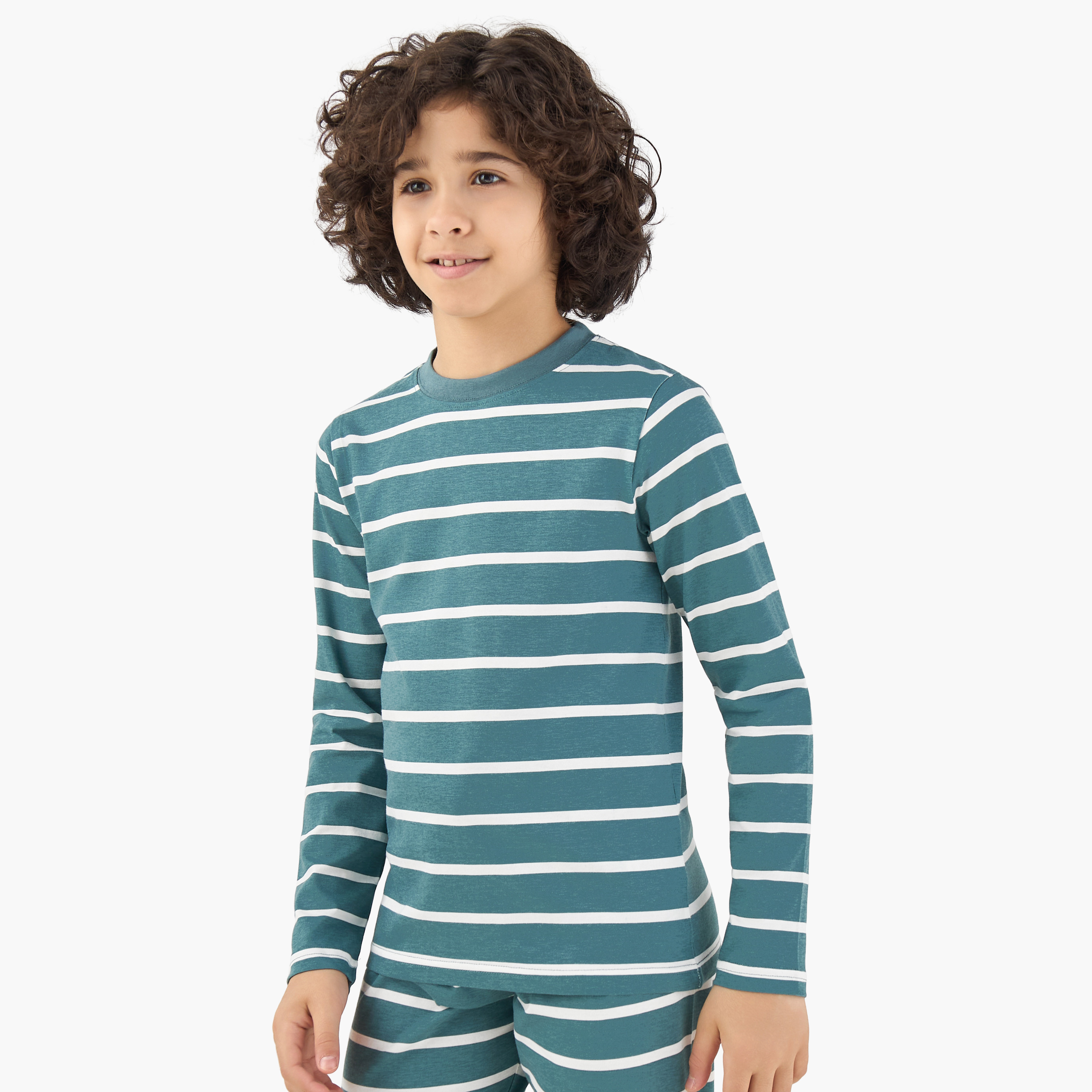 Pack of 3 Juniors Cotton Crew Neck Long Sleeves Pyjama Set with Fun Print-boys-clothing-nightwear-image-6