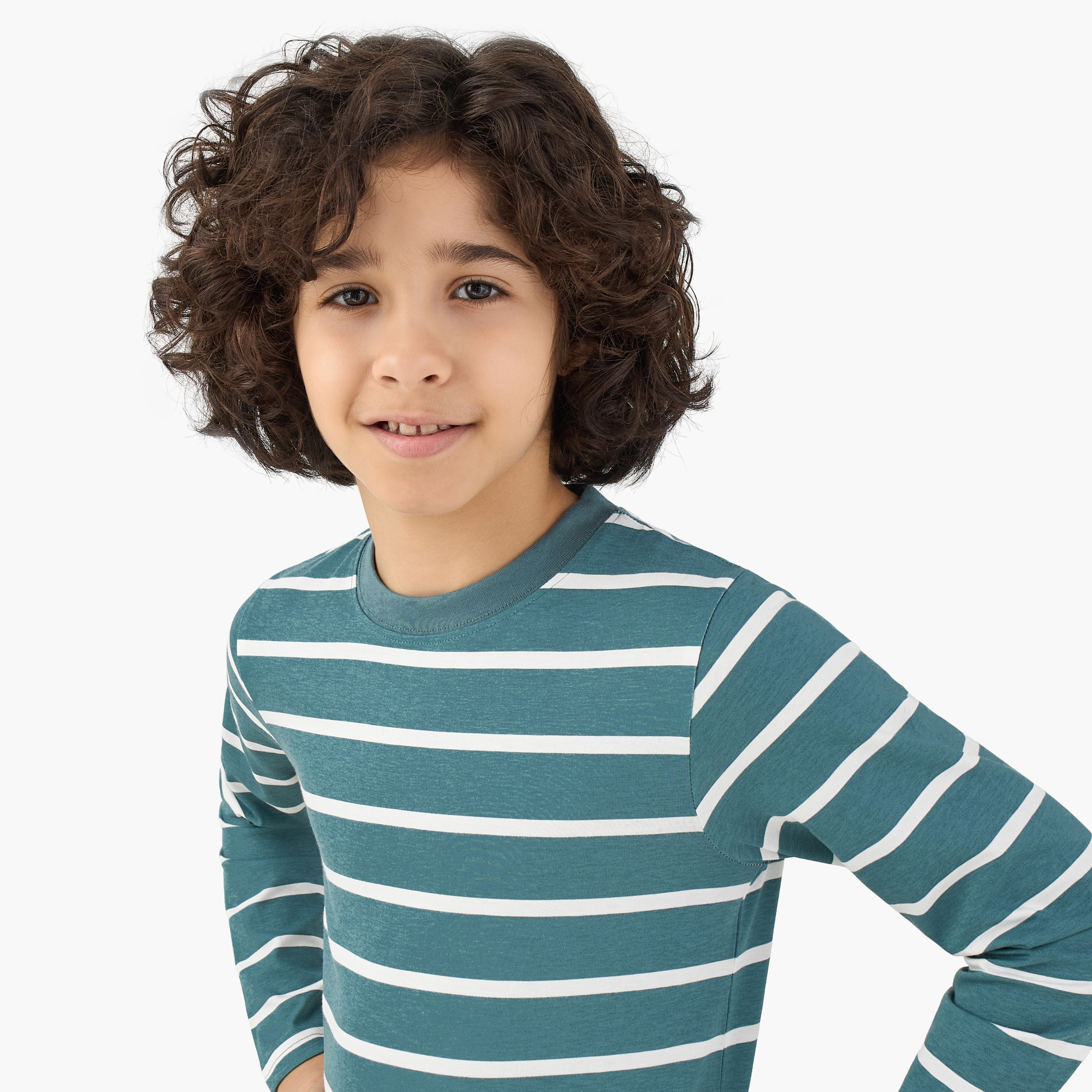 Pack of 3 Juniors Cotton Crew Neck Long Sleeves Pyjama Set with Fun Print-boys-clothing-nightwear-image-8