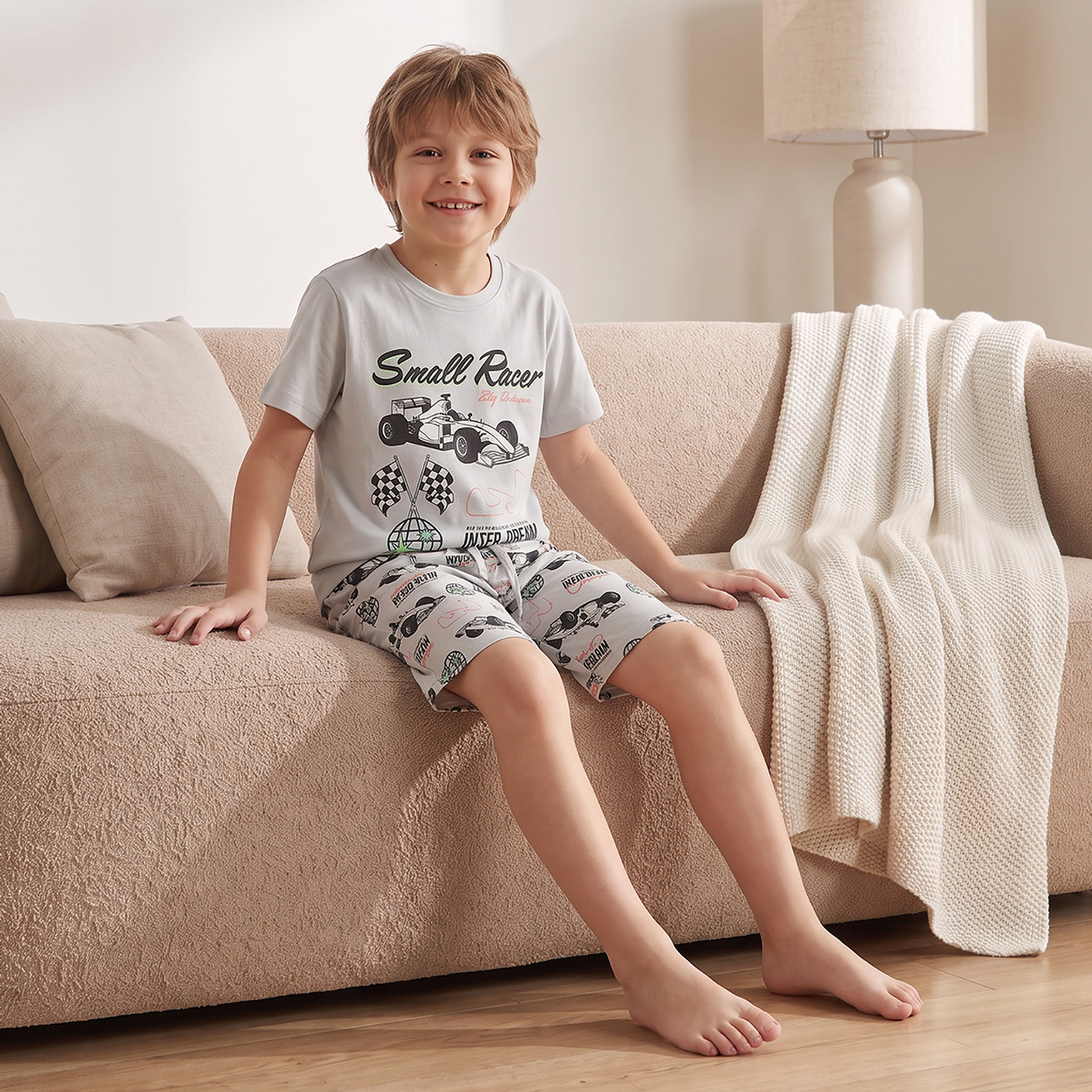 Pack of 3 Juniors Cotton Crew Neck Short Sleeves Pyjama Set with Assorted Print-boys-clothing-nightwear-image-10