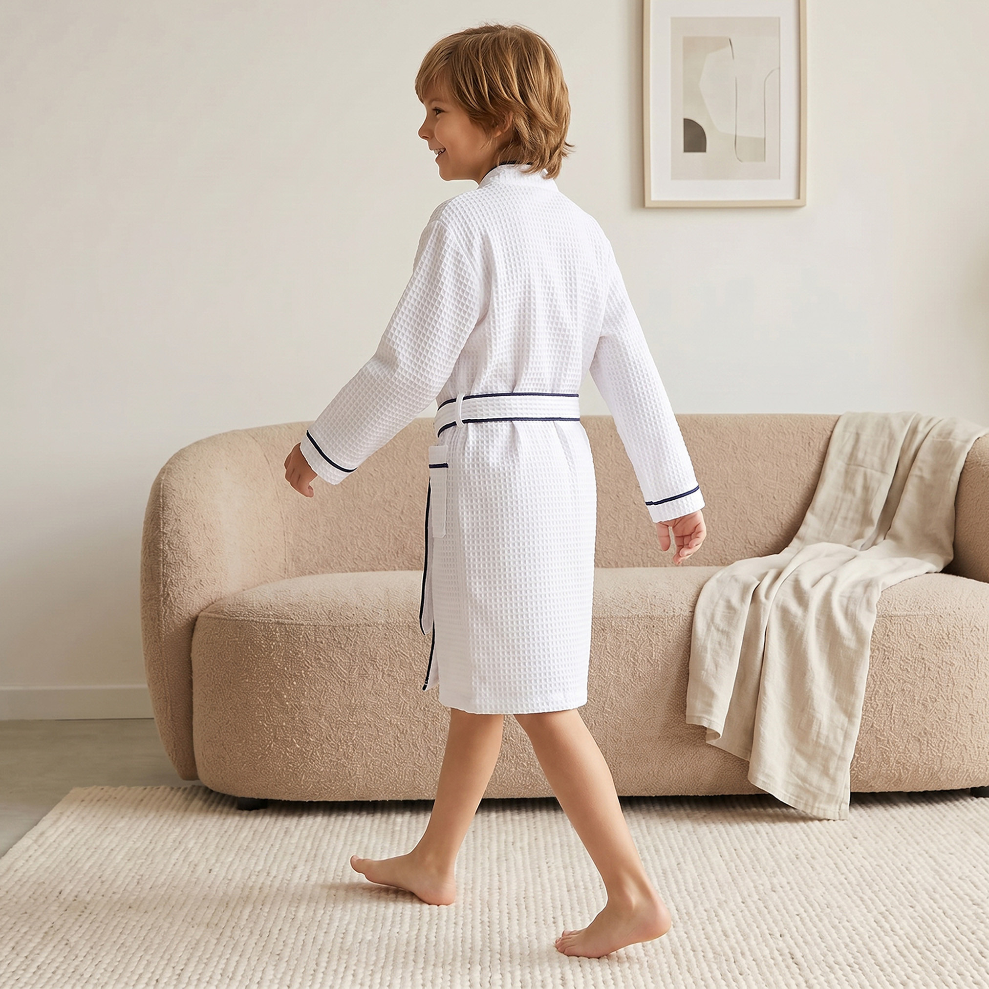 روب استحمام قطني بياقة V وأكمام طويلة وأطراف متباينة من جونيورز-boys-clothing-nightwear-image-2