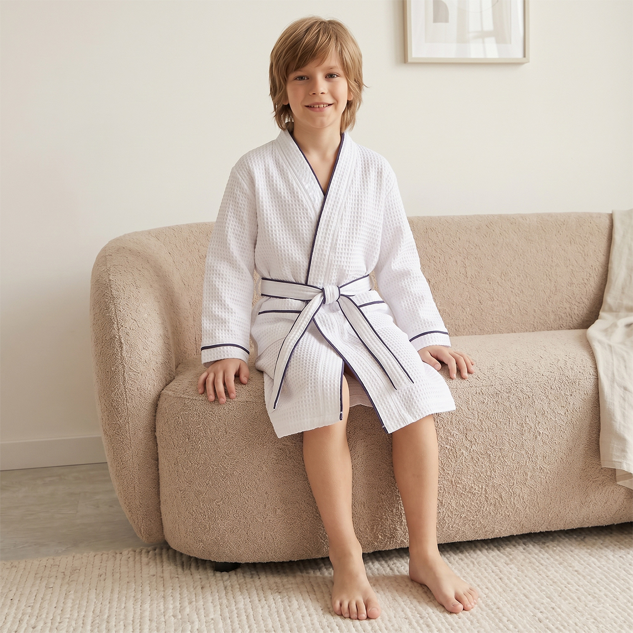 روب استحمام قطني بياقة V وأكمام طويلة وأطراف متباينة من جونيورز-boys-clothing-nightwear-image-5