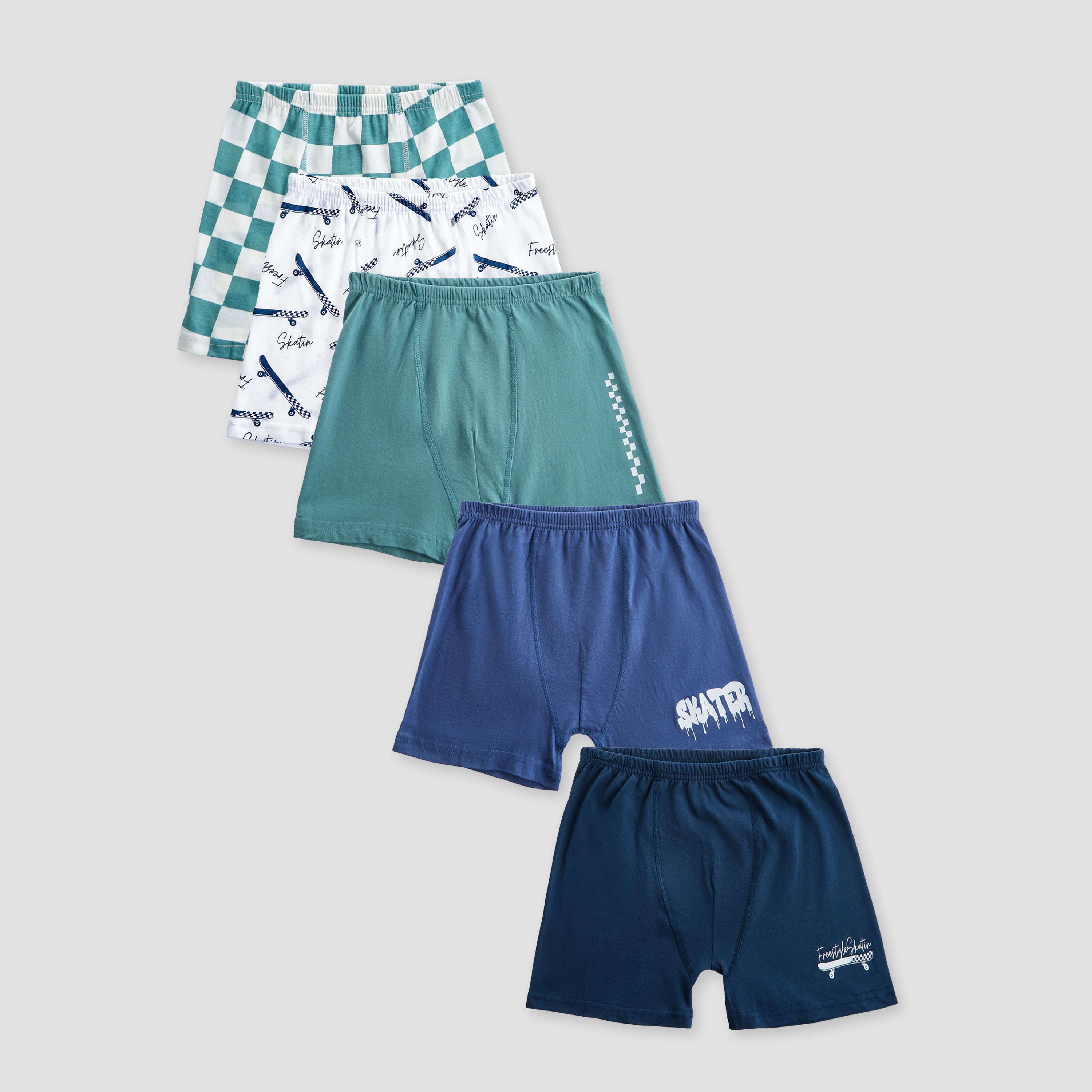 Pack of 5 Juniors Cotton Boxers with Print-boys-clothing-innerwear-boxersandbriefs-image-1