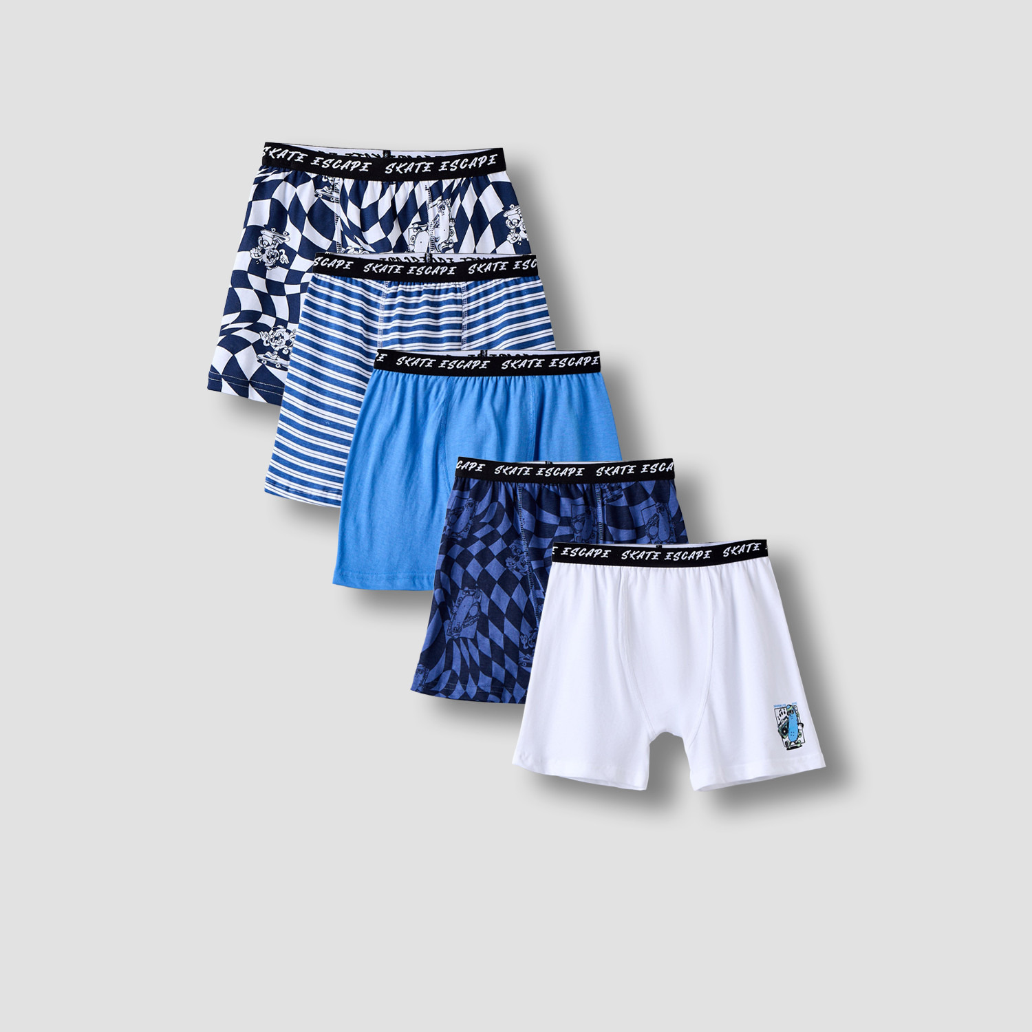 Pack of 5 Juniors Cotton Boxer Briefs with Assorted Prints-boys-clothing-innerwear-boxersandbriefs-image-1