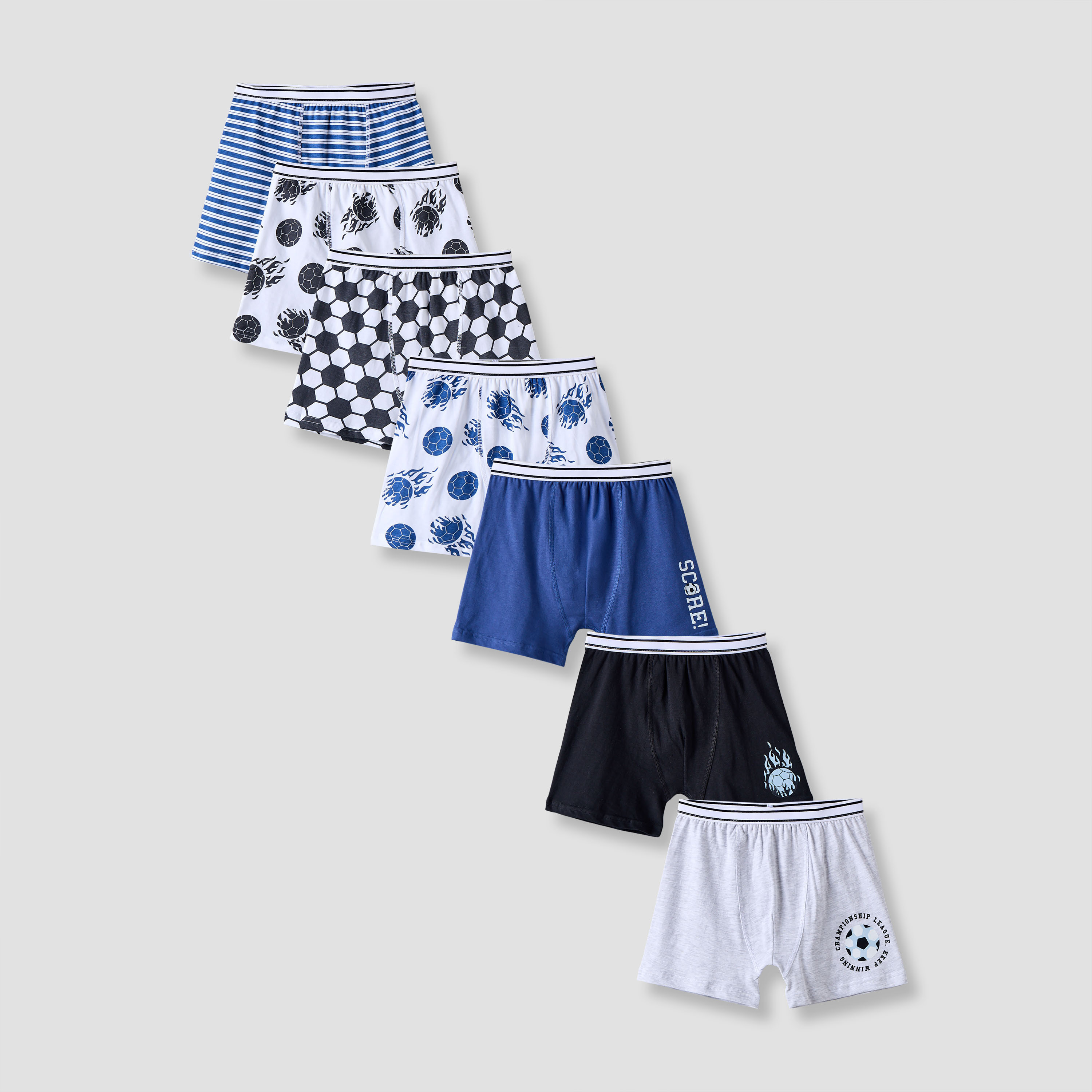 سراويل بوكسر قطن بطبعات كرة قدم من جونيورز - طقم من 7 قطع-boys-clothing-innerwear-boxersandbriefs-image-1