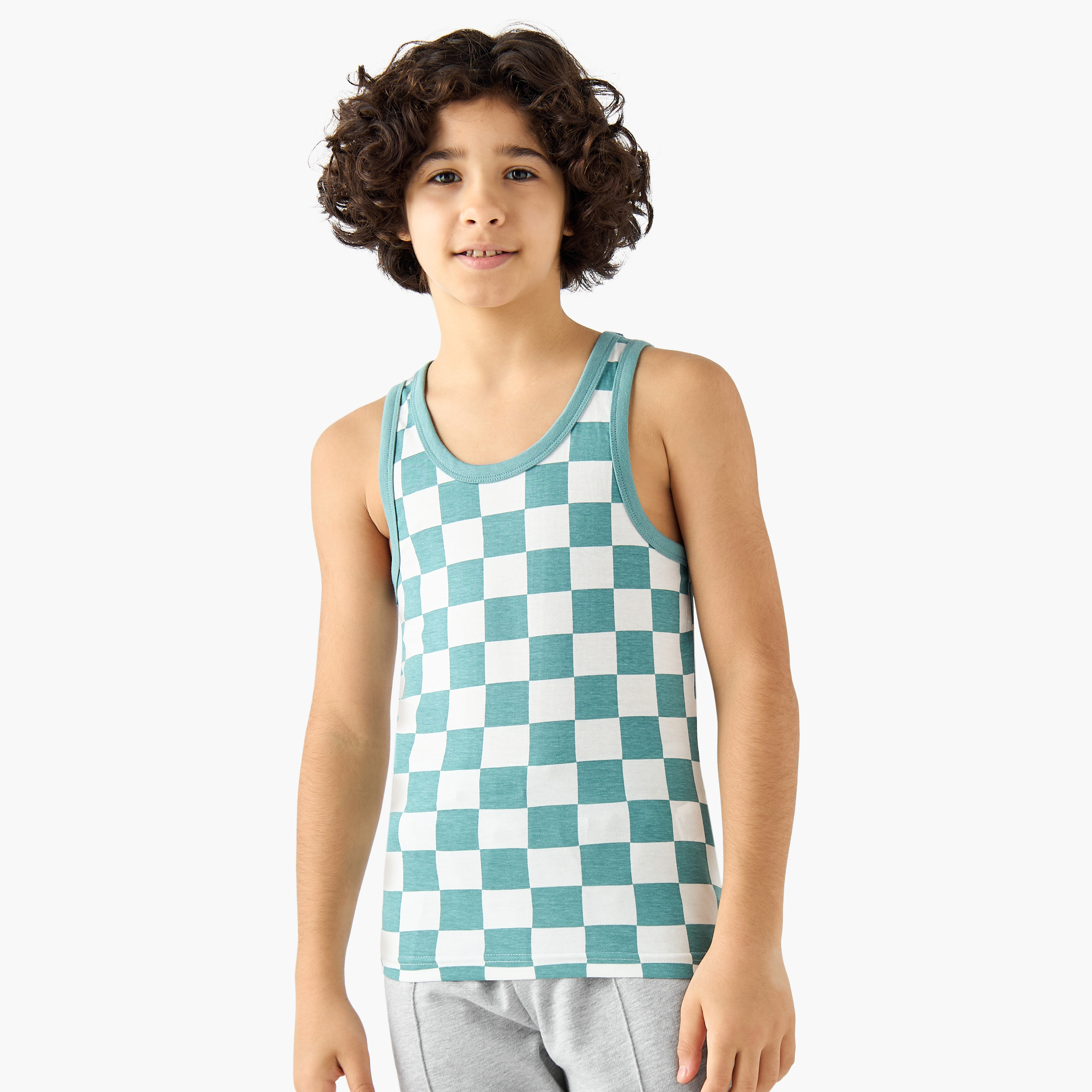 Pack of 3 Juniors Cotton Round Neck Vests with Skater Print-boys-clothing-innerwear-vests-image-2