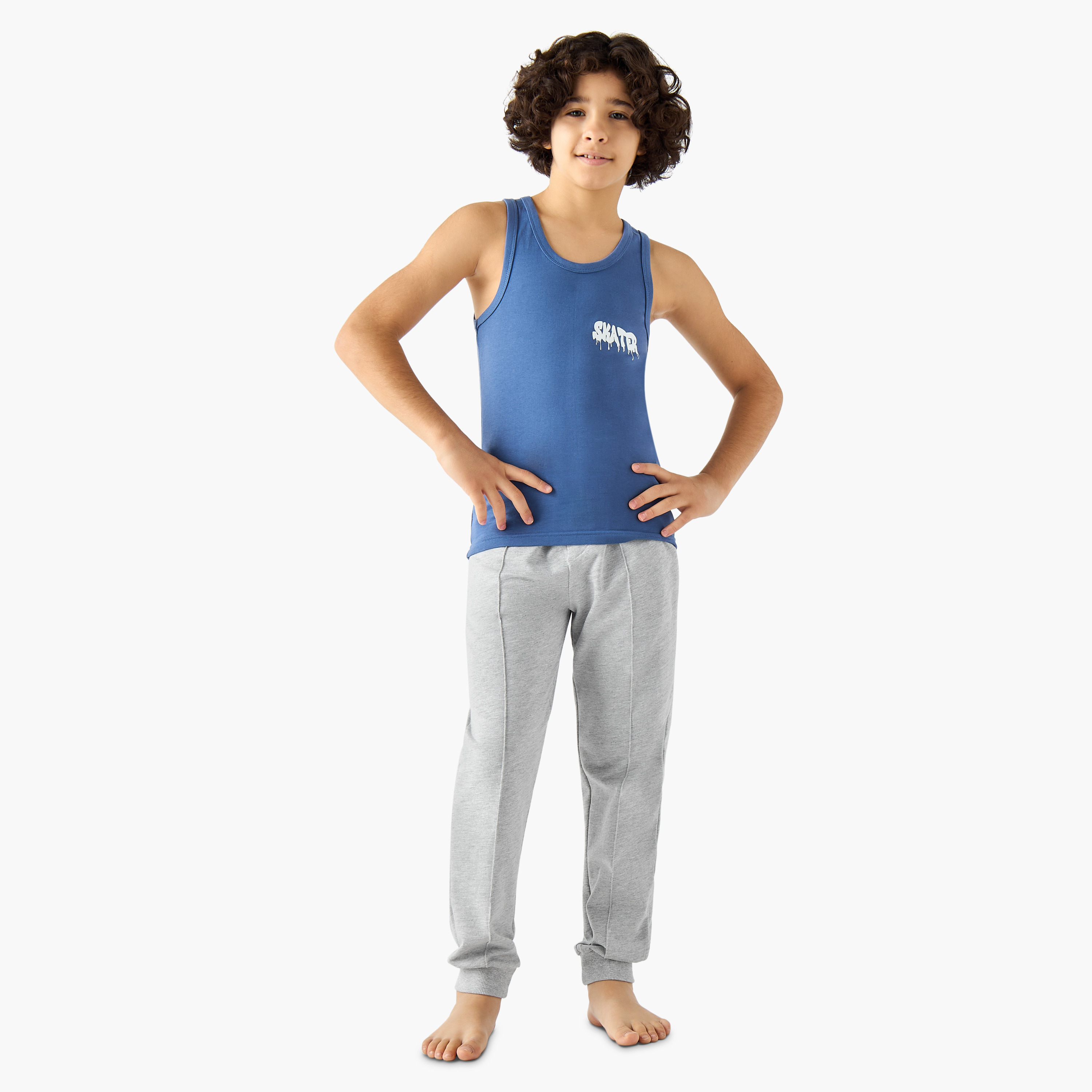 Pack of 3 Juniors Cotton Round Neck Vests with Skater Print-boys-clothing-innerwear-vests-image-8