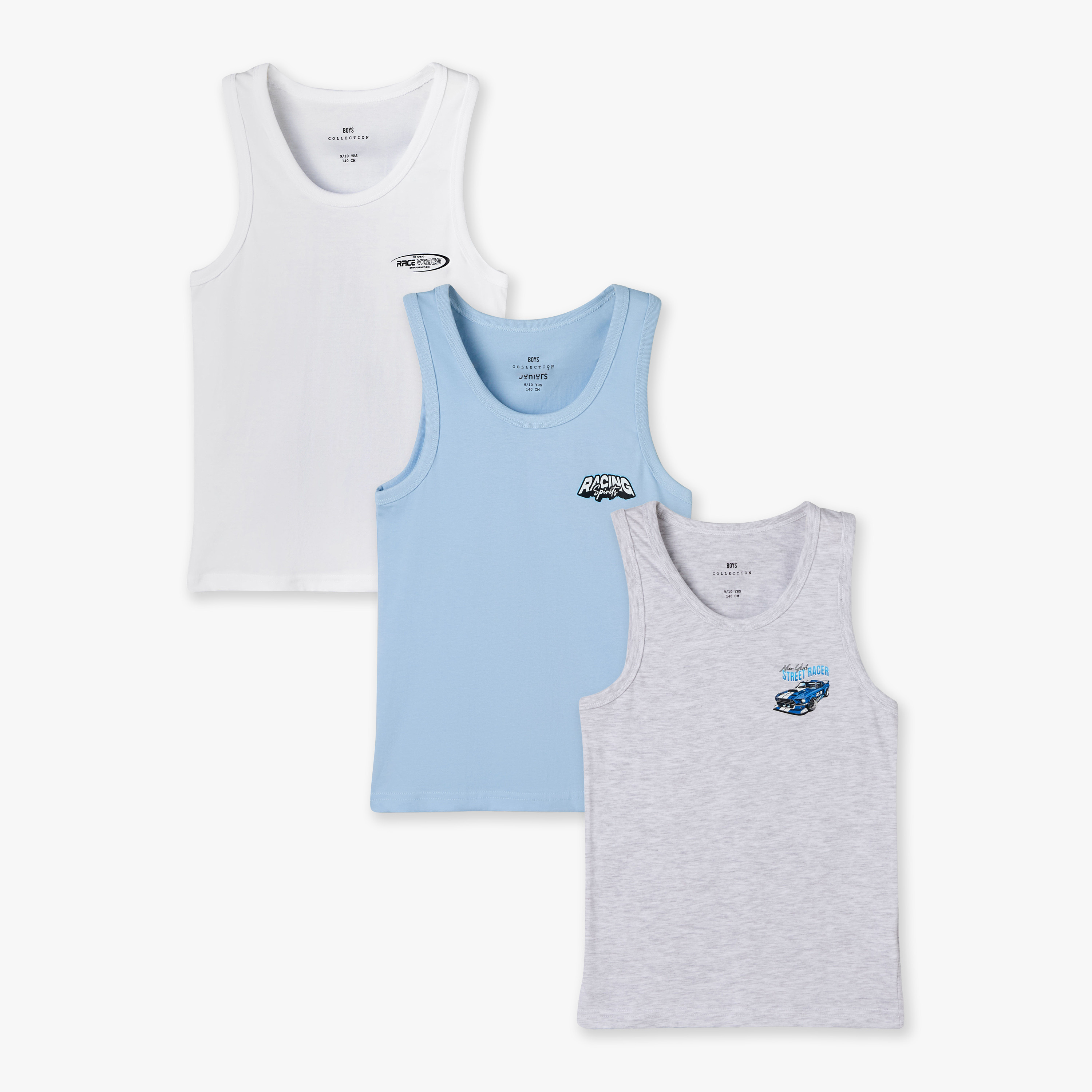 Pack of 3 Juniors Cotton Round Neck Vest with Print-boys-clothing-innerwear-vests-image-1