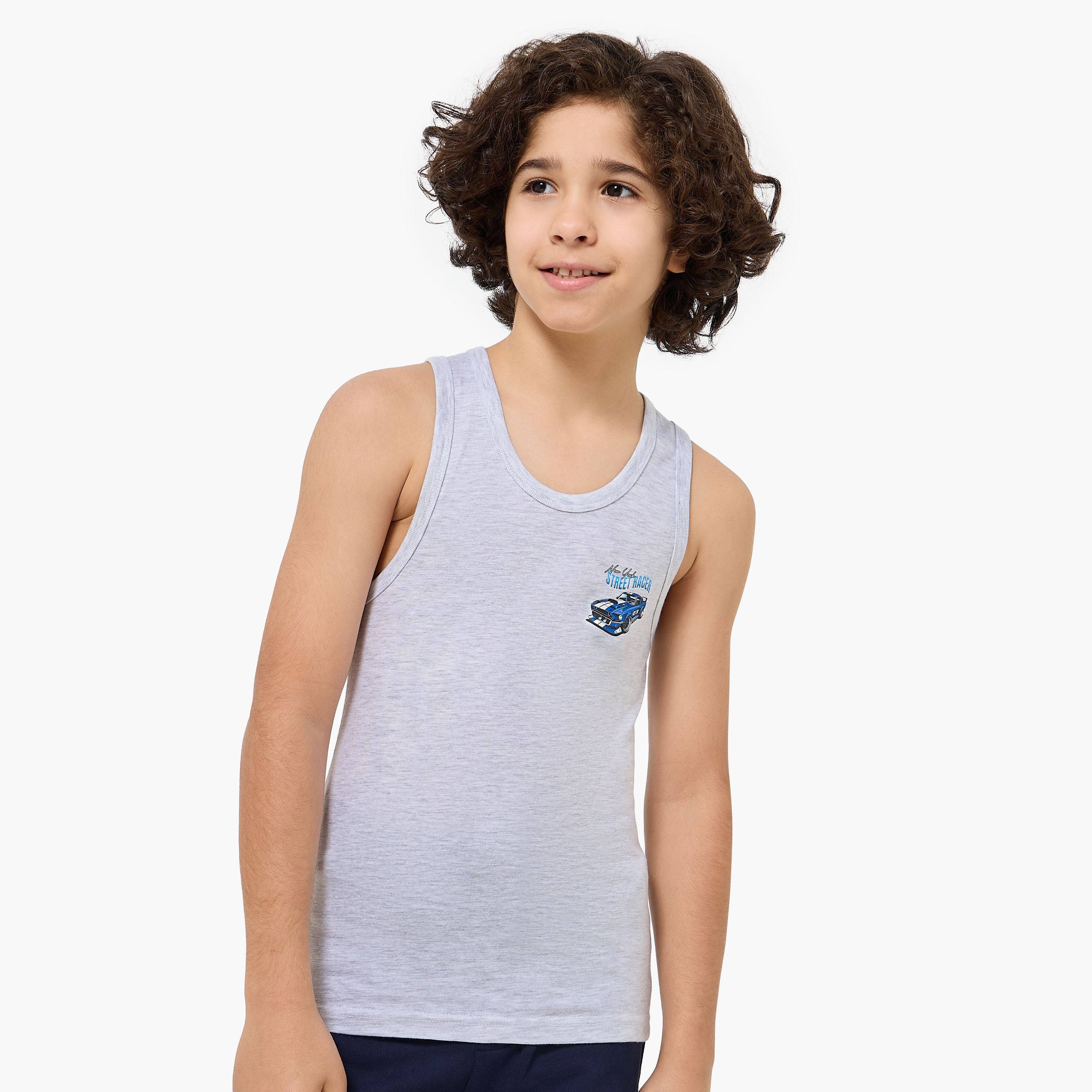 Pack of 3 Juniors Cotton Round Neck Vest with Print-boys-clothing-innerwear-vests-image-2