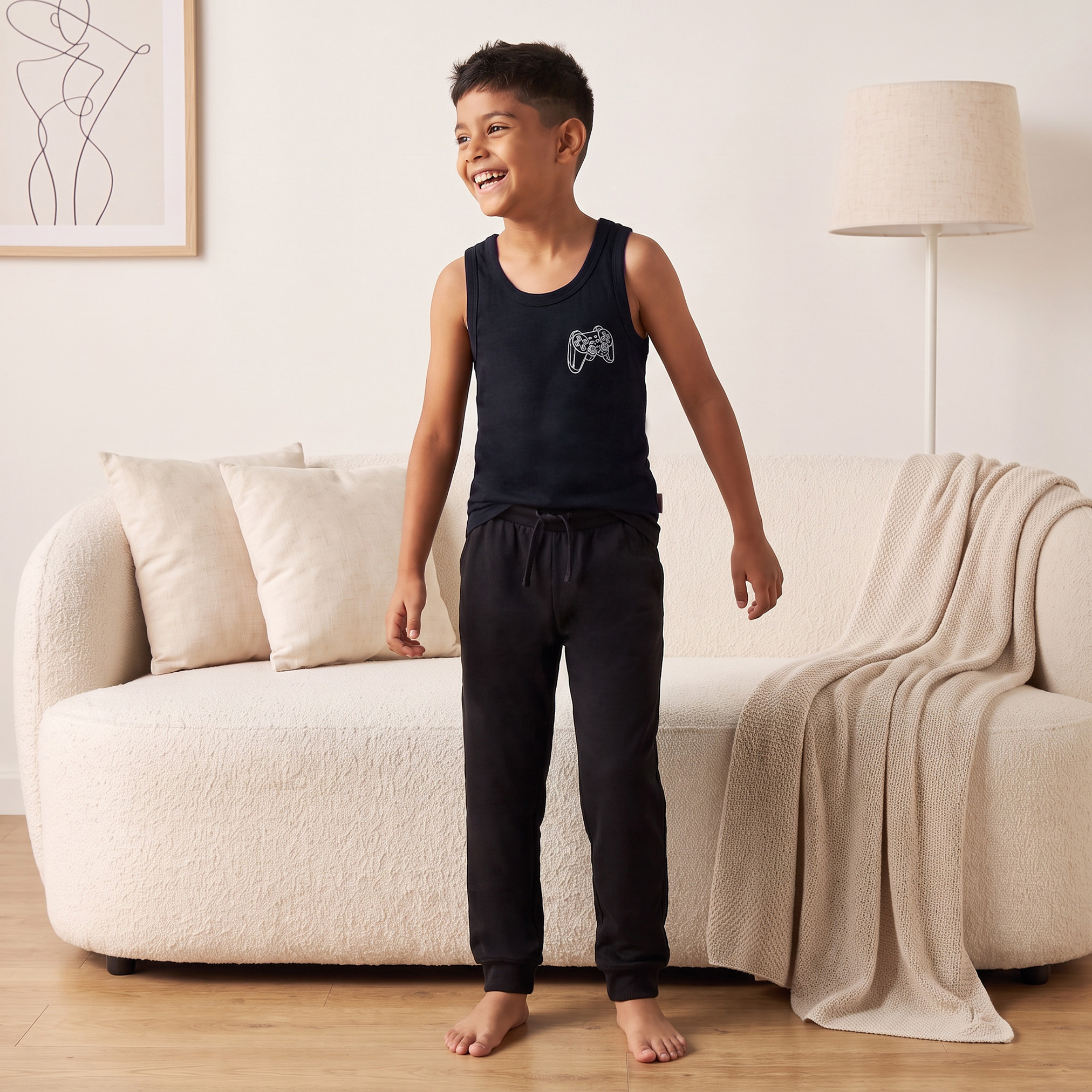 Pack of 3 Juniors Cotton Round Neck Vest with Gaming Print-boys-clothing-innerwear-vests-image-2