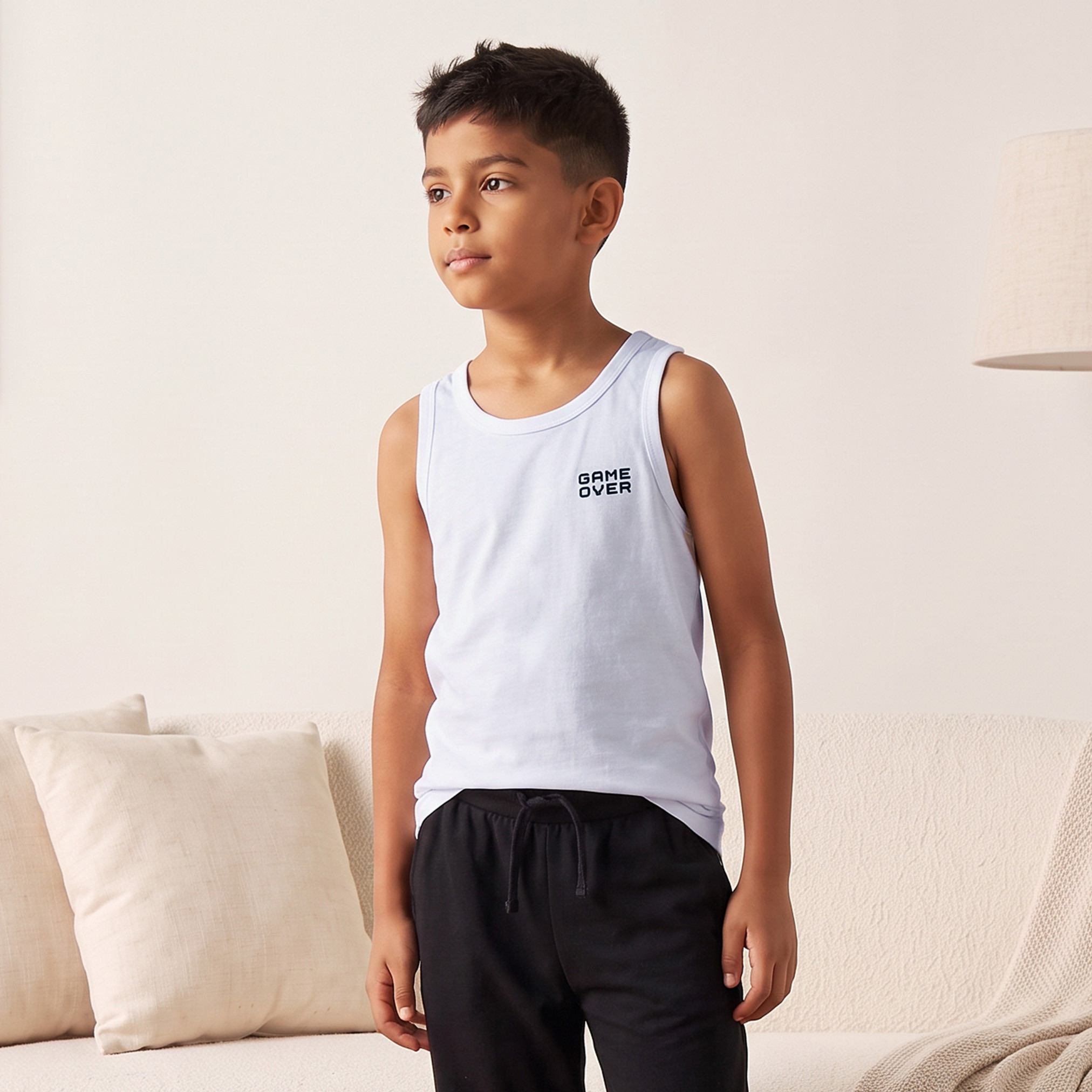 Pack of 3 Juniors Cotton Round Neck Vest with Gaming Print-boys-clothing-innerwear-vests-image-4