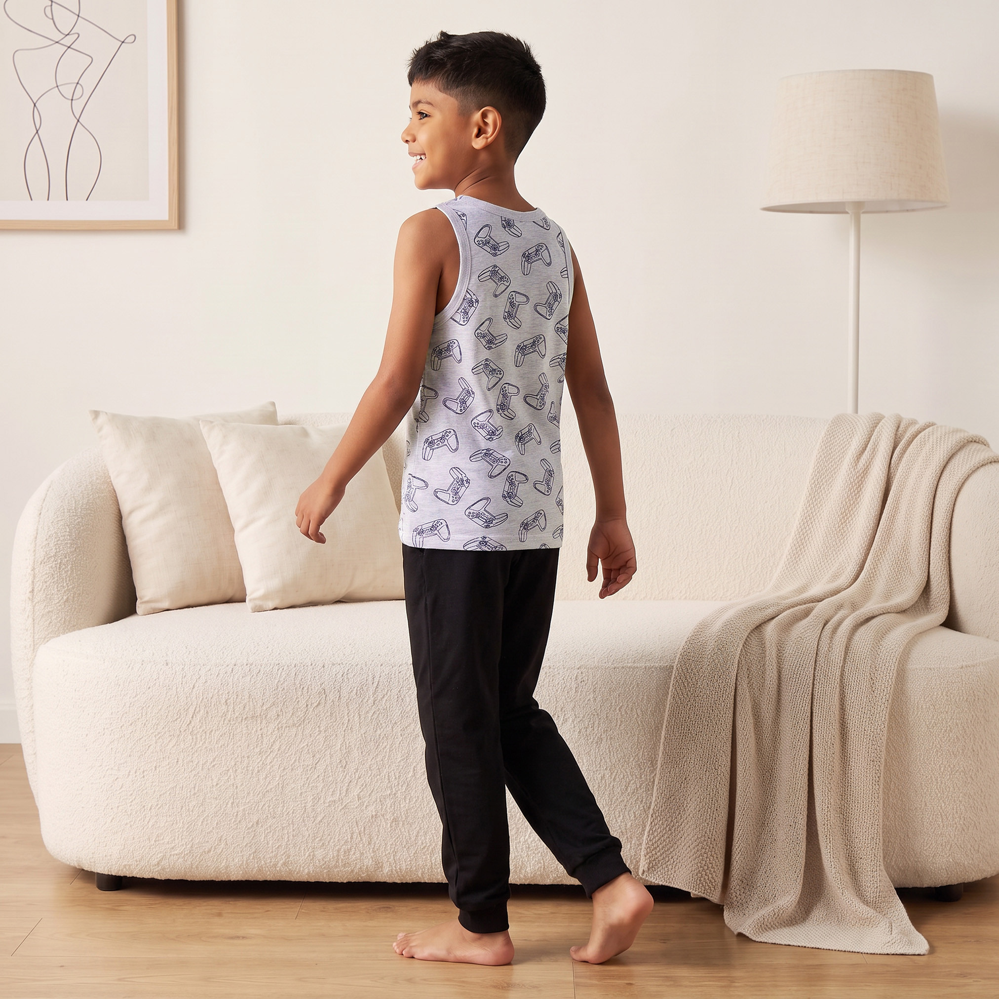 Pack of 3 Juniors Cotton Round Neck Vest with Gaming Print-boys-clothing-innerwear-vests-image-5