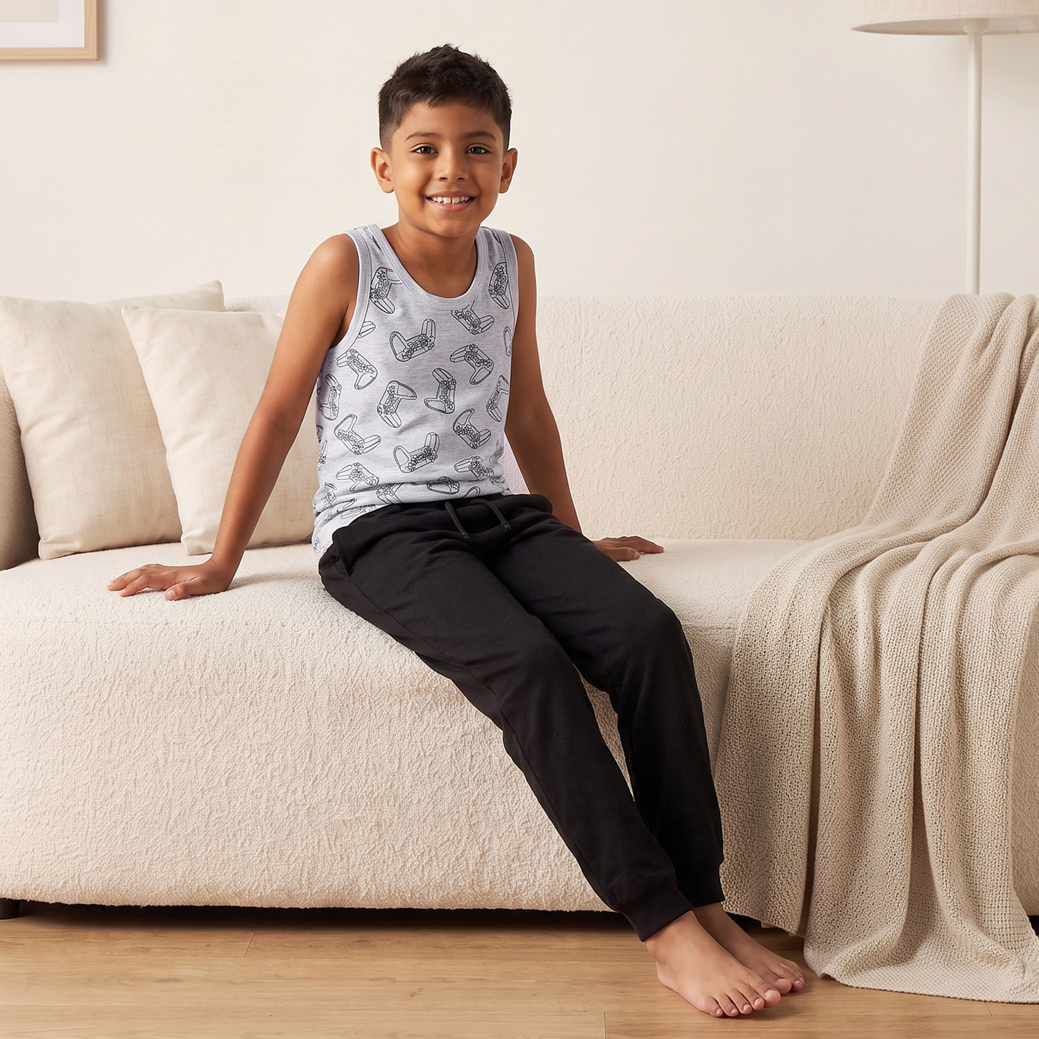 Pack of 3 Juniors Cotton Round Neck Vest with Gaming Print-boys-clothing-innerwear-vests-image-9