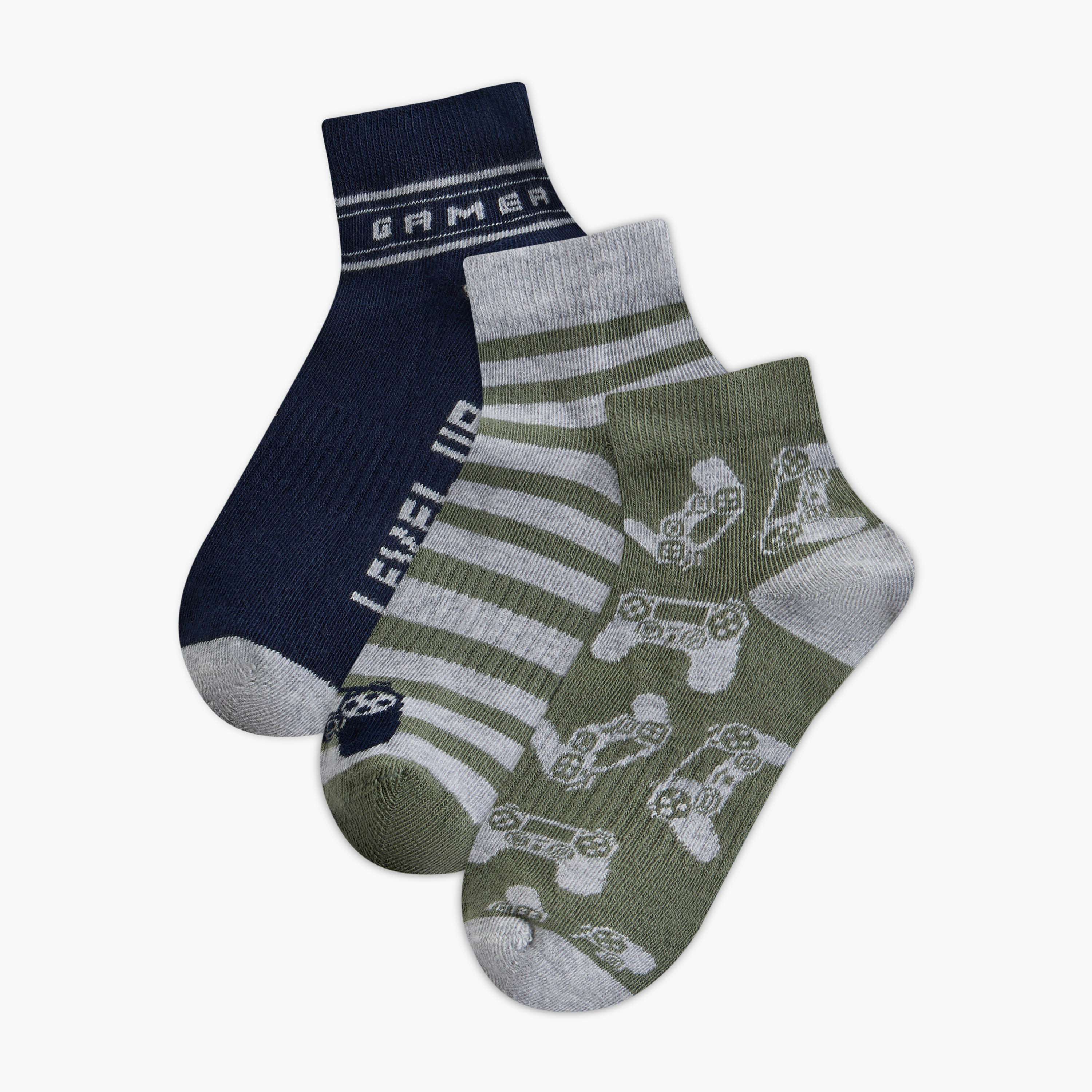 Pack of 3 Juniors Boys Socks Ankle Length-boys-accessories-socks-image-1