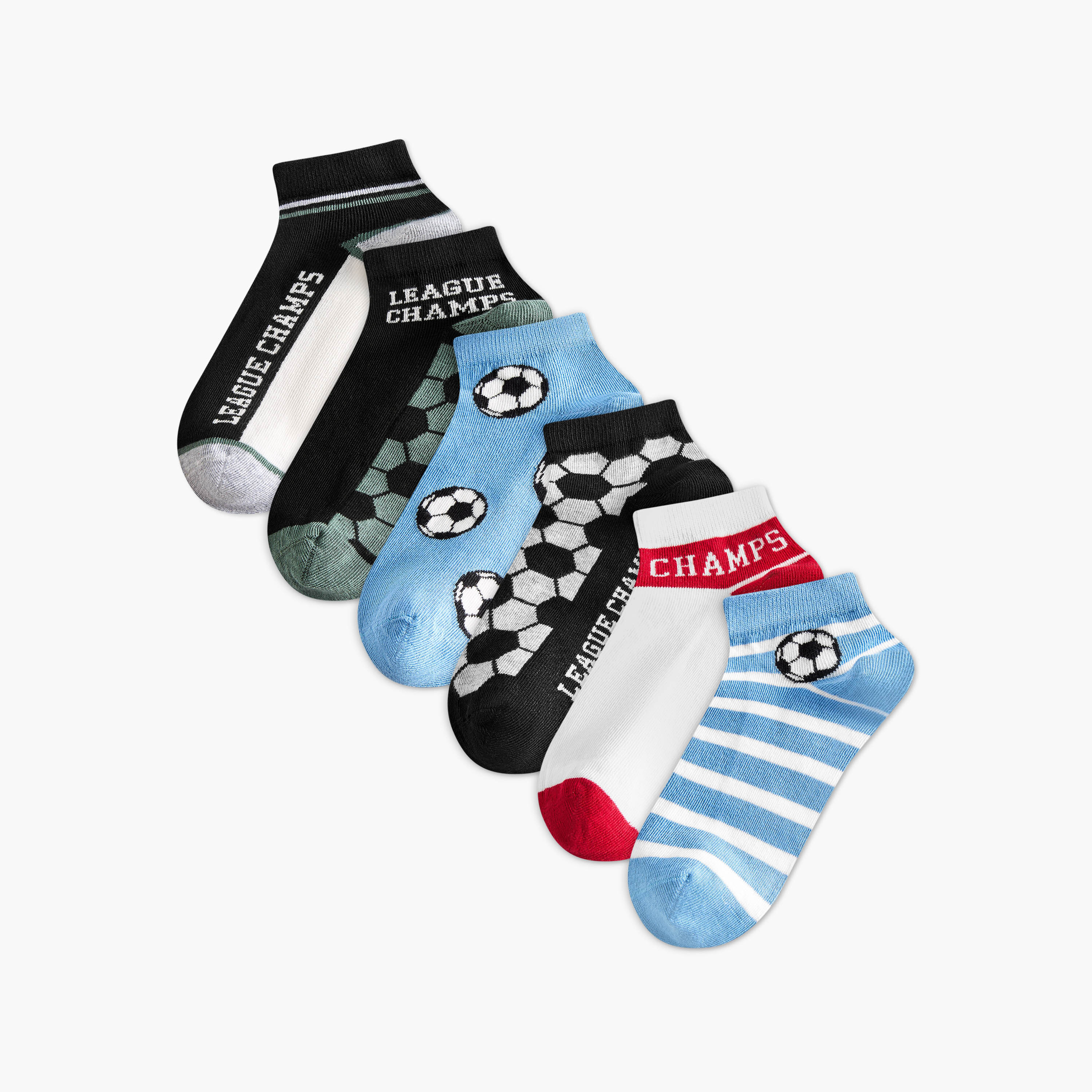 Pack of 7 Juniors Boys Socks Football Print-boys-accessories-socks-image-1