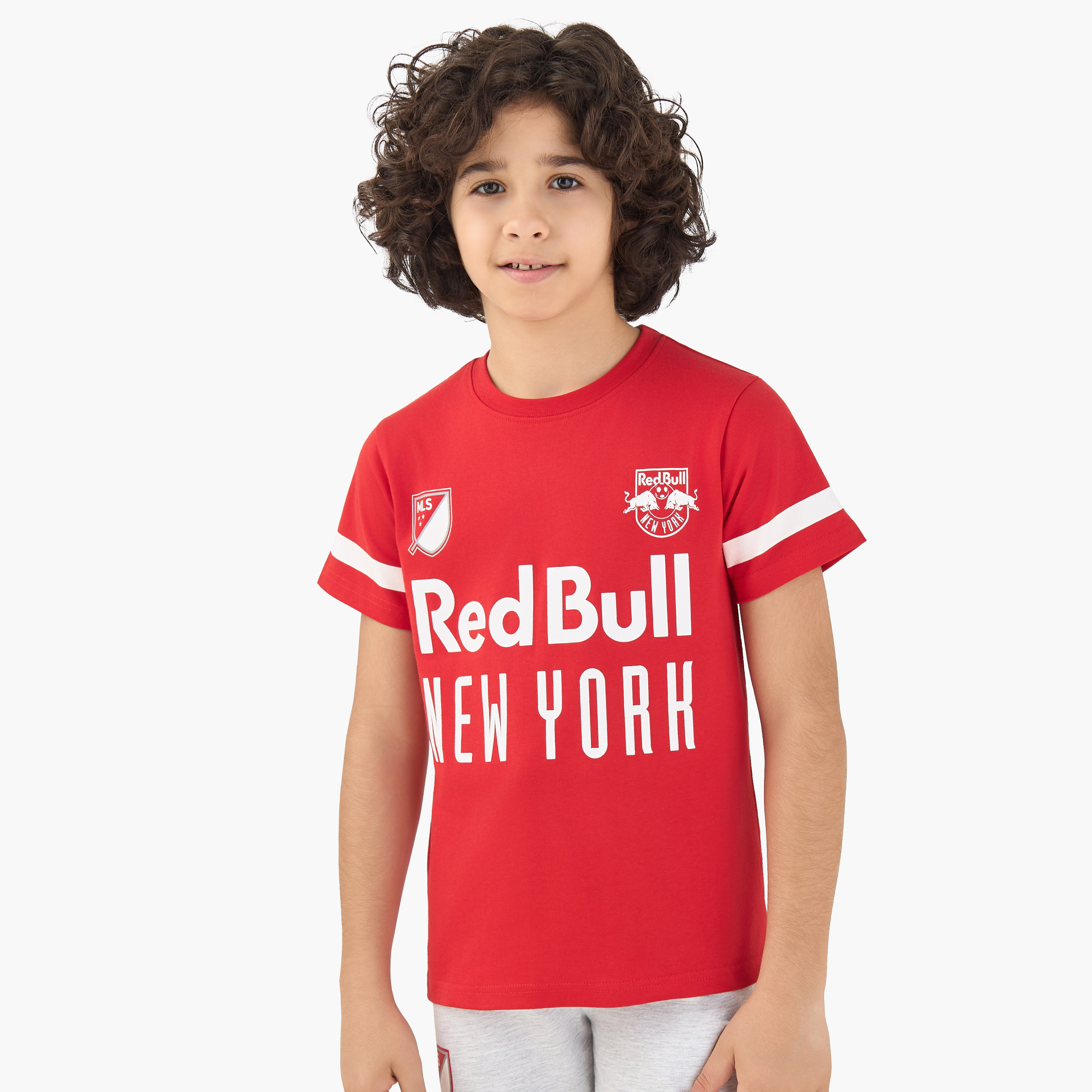 Disney Cotton Crew Neck Short Sleeves Pyjama Set with New York Red Bulls Print-boys-clothing-nightwear-image-2