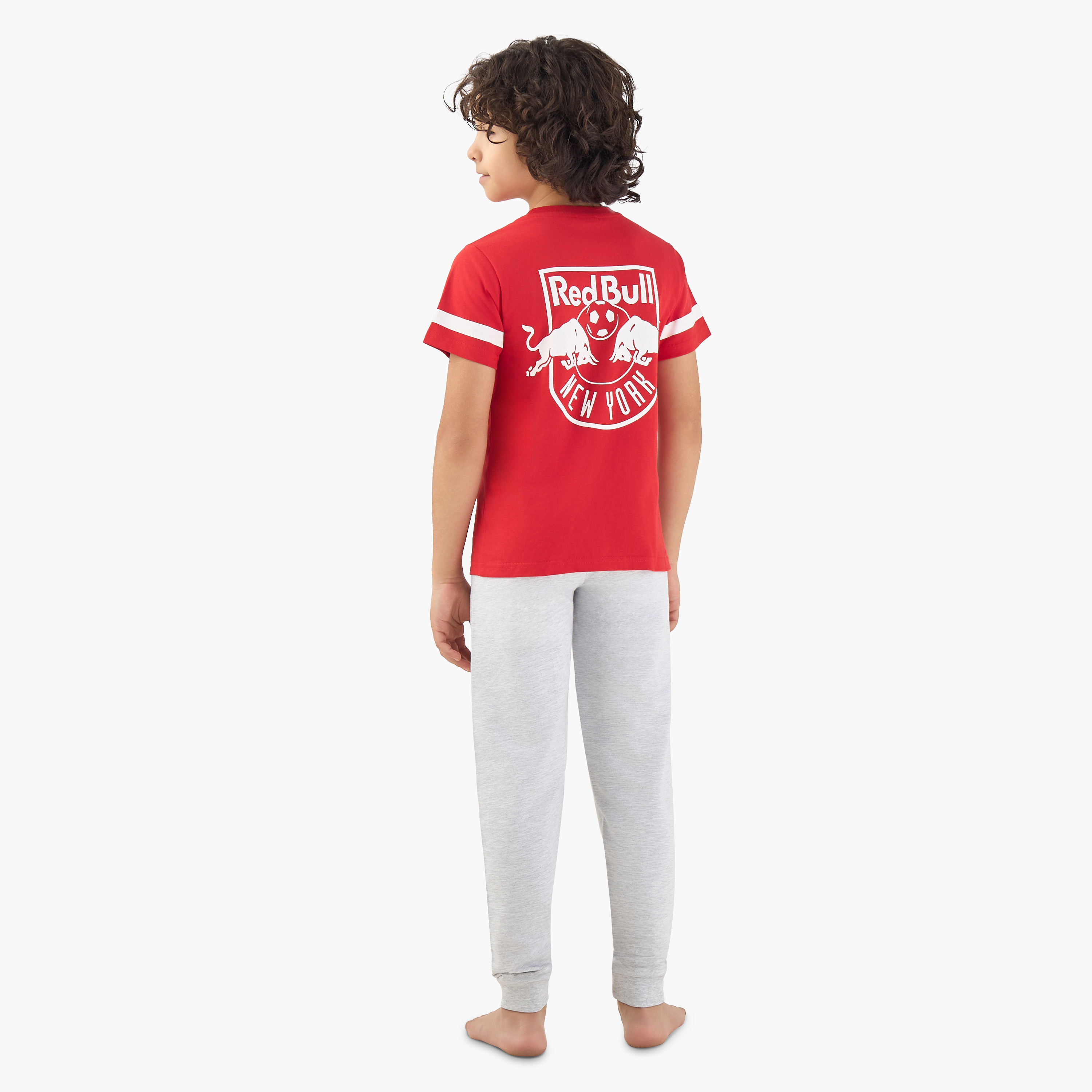 Disney Cotton Crew Neck Short Sleeves Pyjama Set with New York Red Bulls Print-boys-clothing-nightwear-image-4
