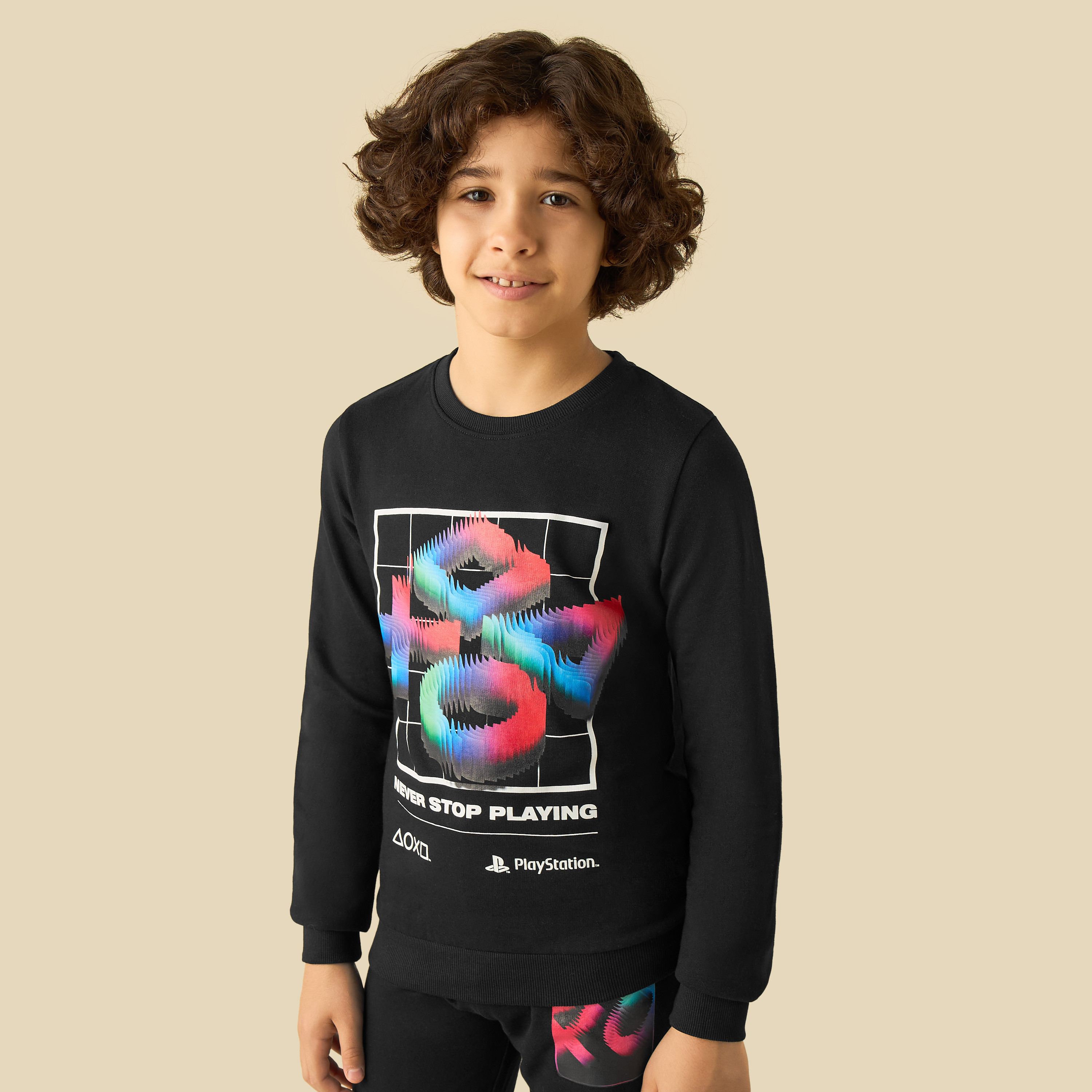 PlayStation Cotton Crew Neck Long Sleeves Pyjama Set with Graphic Print-boys-clothing-nightwear-image-2