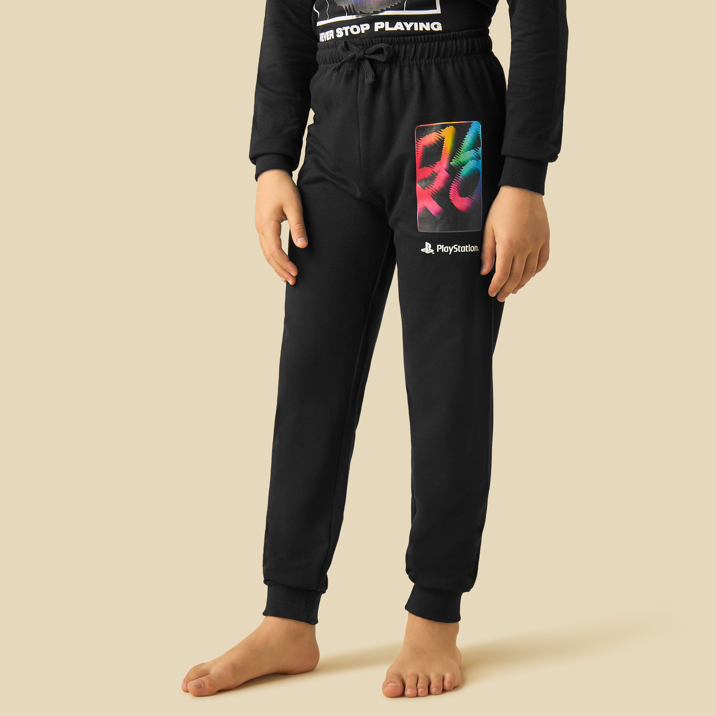 PlayStation Cotton Crew Neck Long Sleeves Pyjama Set with Graphic Print-boys-clothing-nightwear-image-3