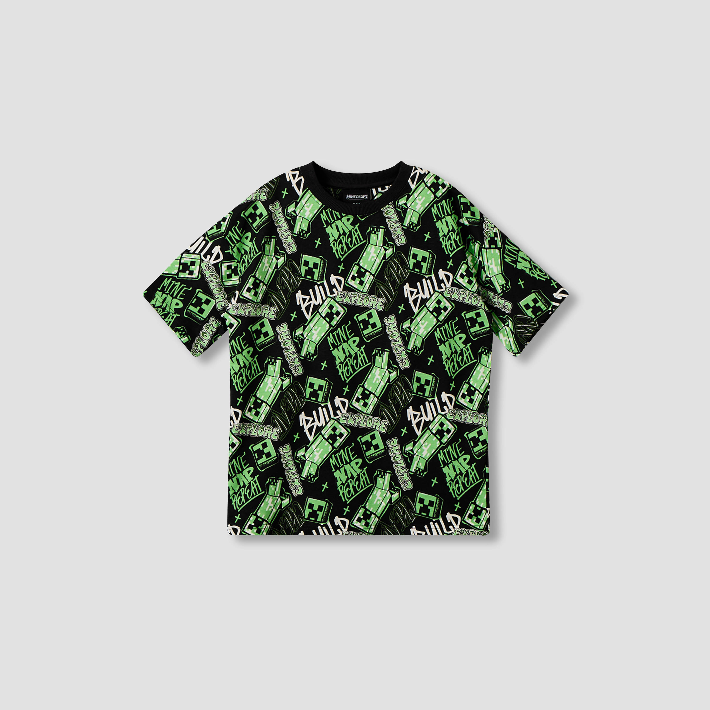 Minecraft Cotton Crew Neck Short Sleeves Pyjama Set with Drawstring Closure-boys-clothing-nightwear-image-2