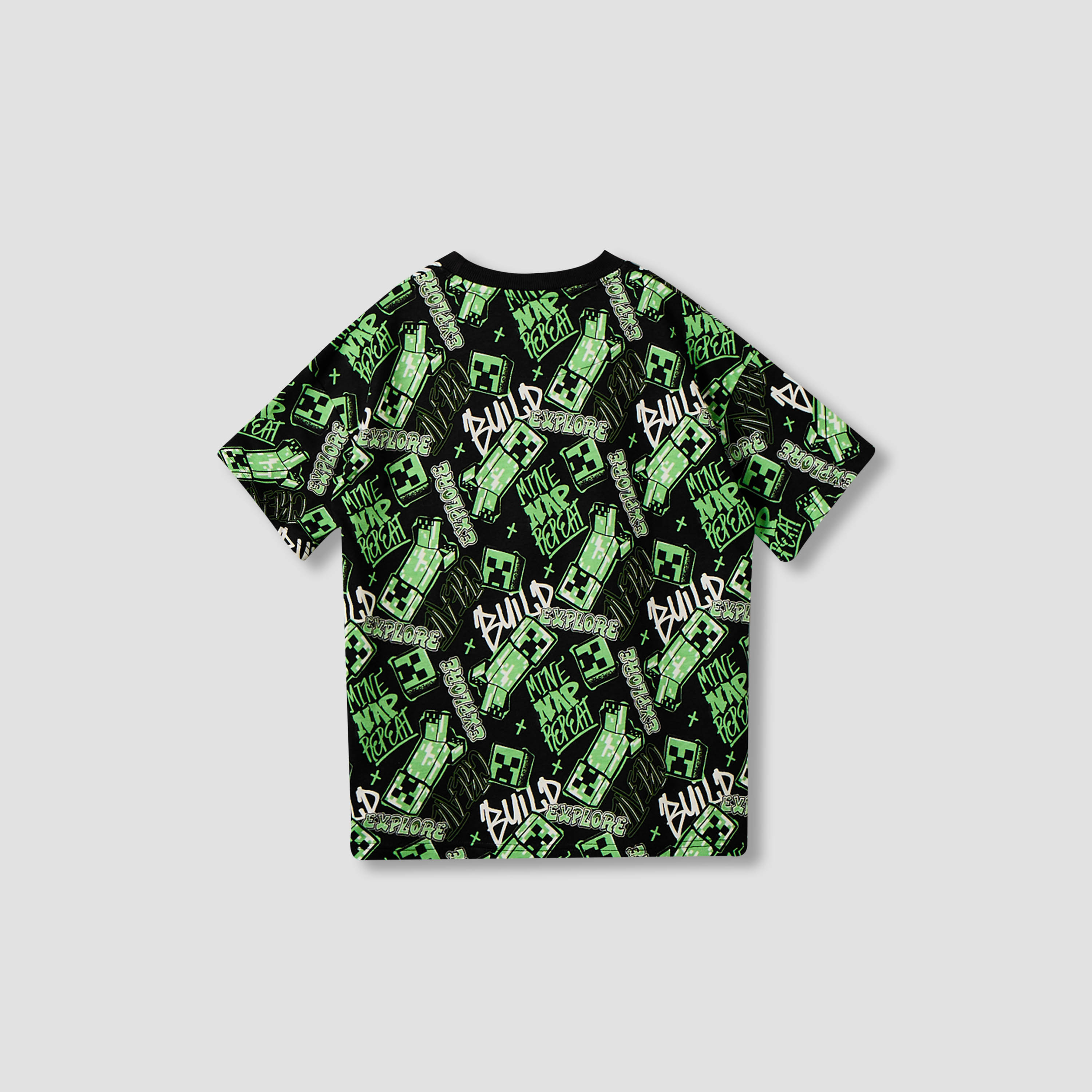 Minecraft Cotton Crew Neck Short Sleeves Pyjama Set with Drawstring Closure-boys-clothing-nightwear-image-3