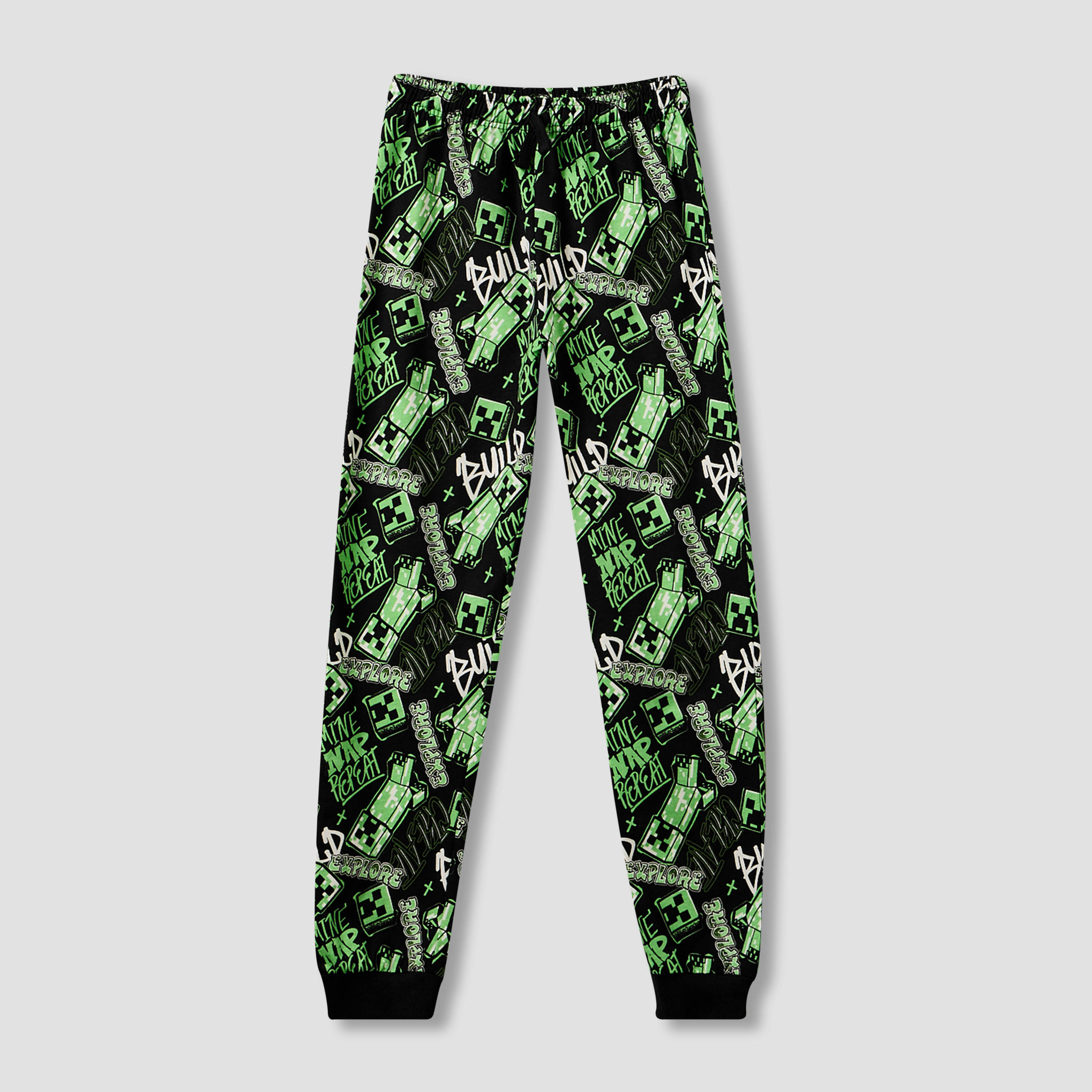Minecraft Cotton Crew Neck Short Sleeves Pyjama Set with Drawstring Closure-boys-clothing-nightwear-image-4