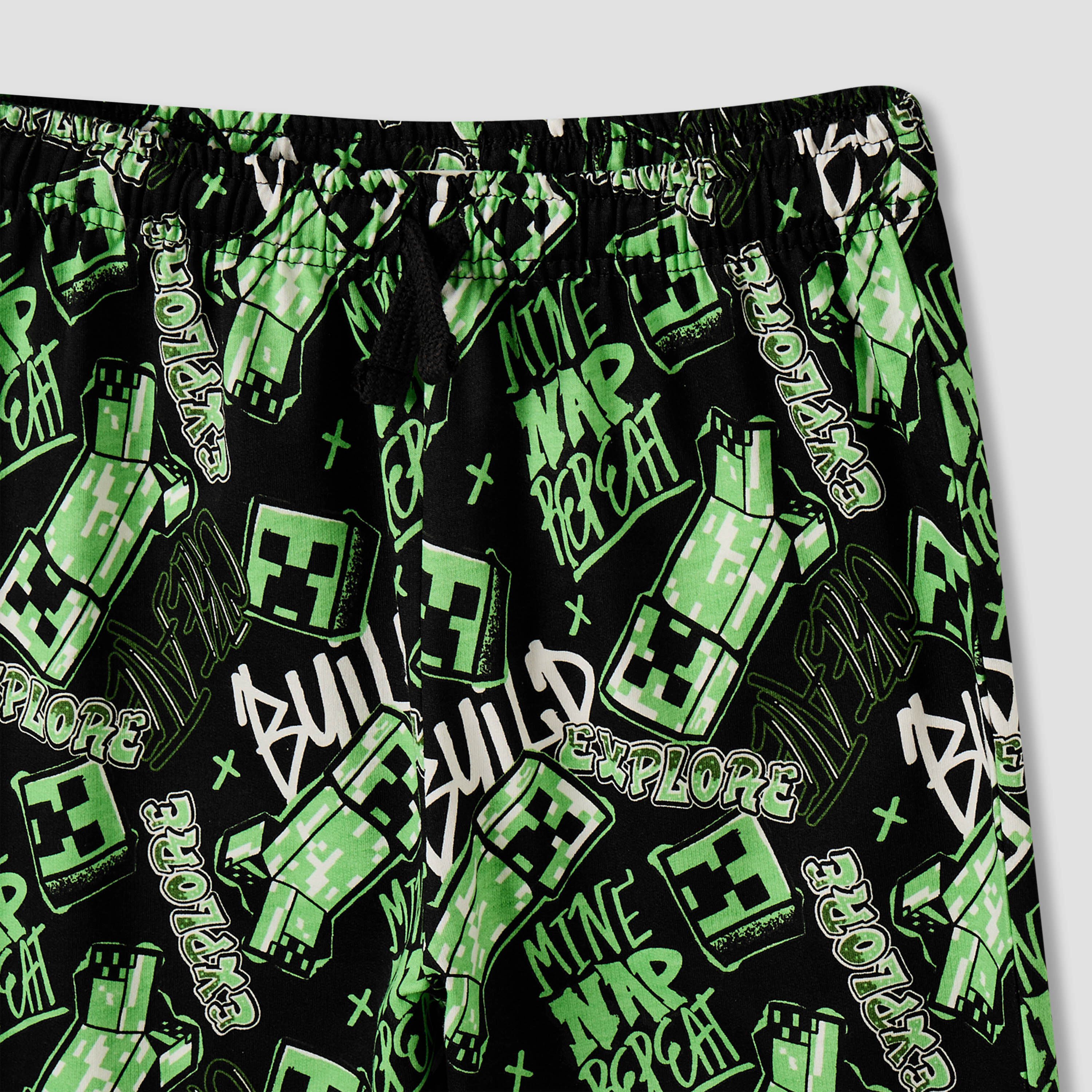 Minecraft Cotton Crew Neck Short Sleeves Pyjama Set with Drawstring Closure-boys-clothing-nightwear-image-7