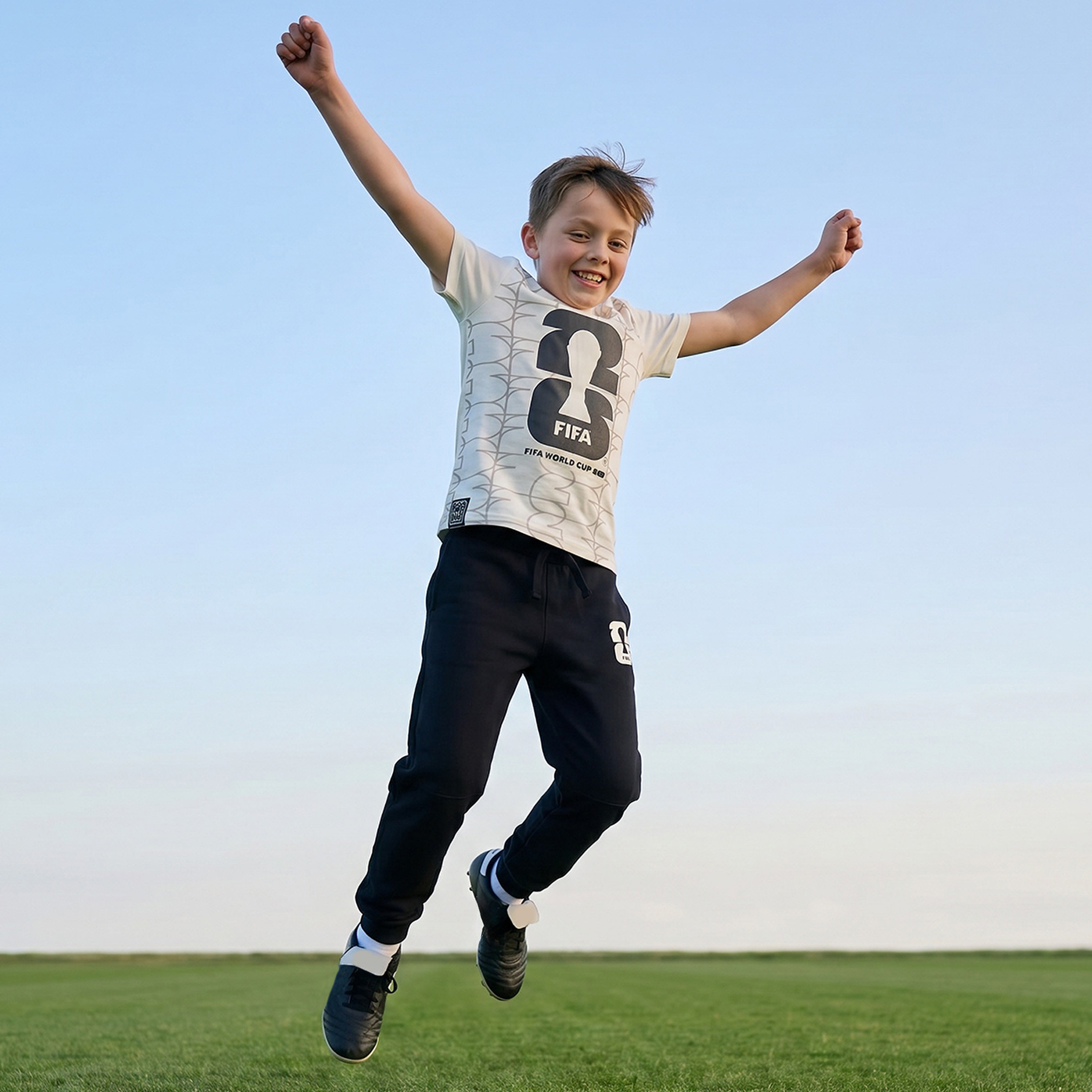 FIFA Cotton Crew Neck Short Sleeves Pyjama Set with Logo Print-boys-clothing-nightwear-image-1