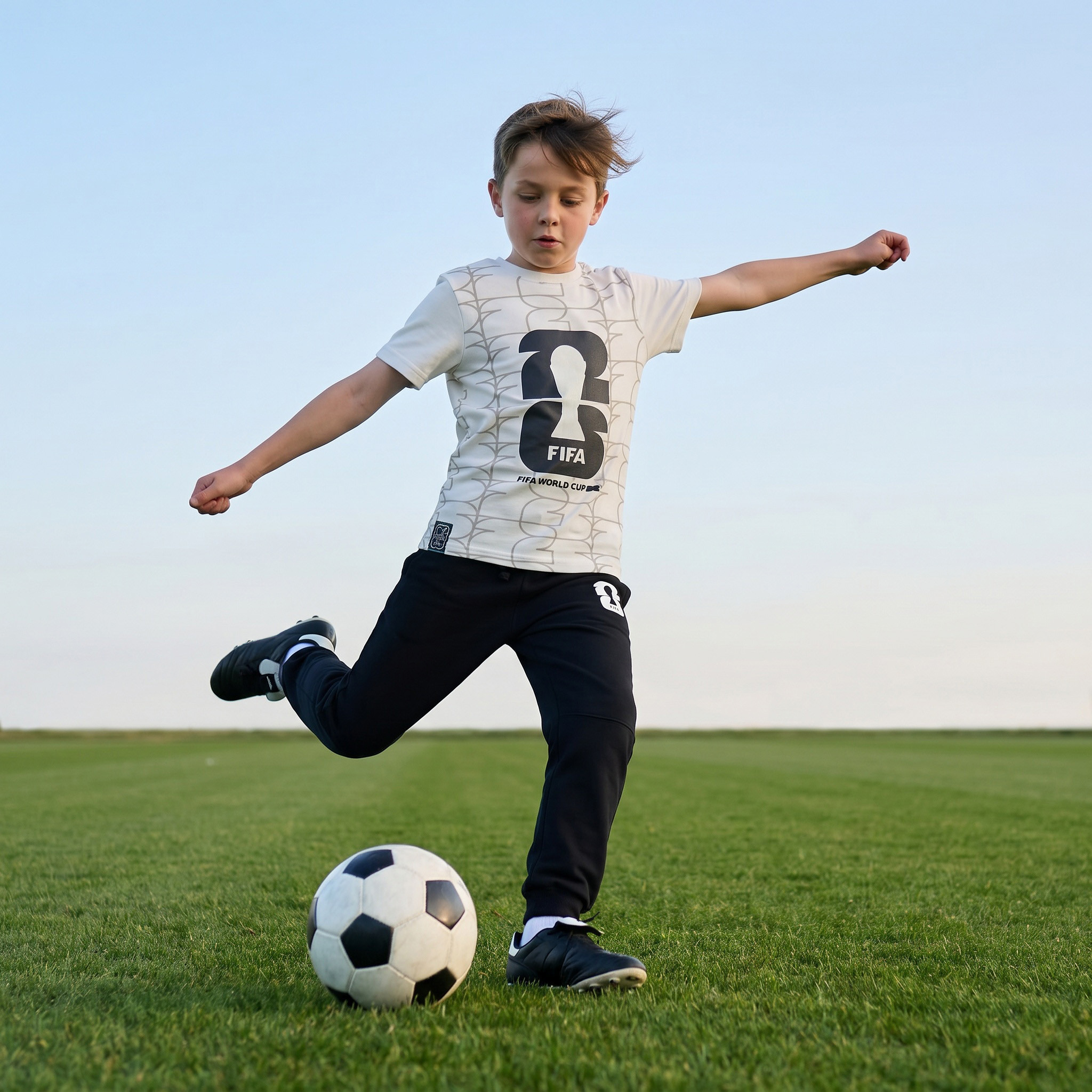 FIFA Cotton Crew Neck Short Sleeves Pyjama Set with Logo Print-boys-clothing-nightwear-image-6