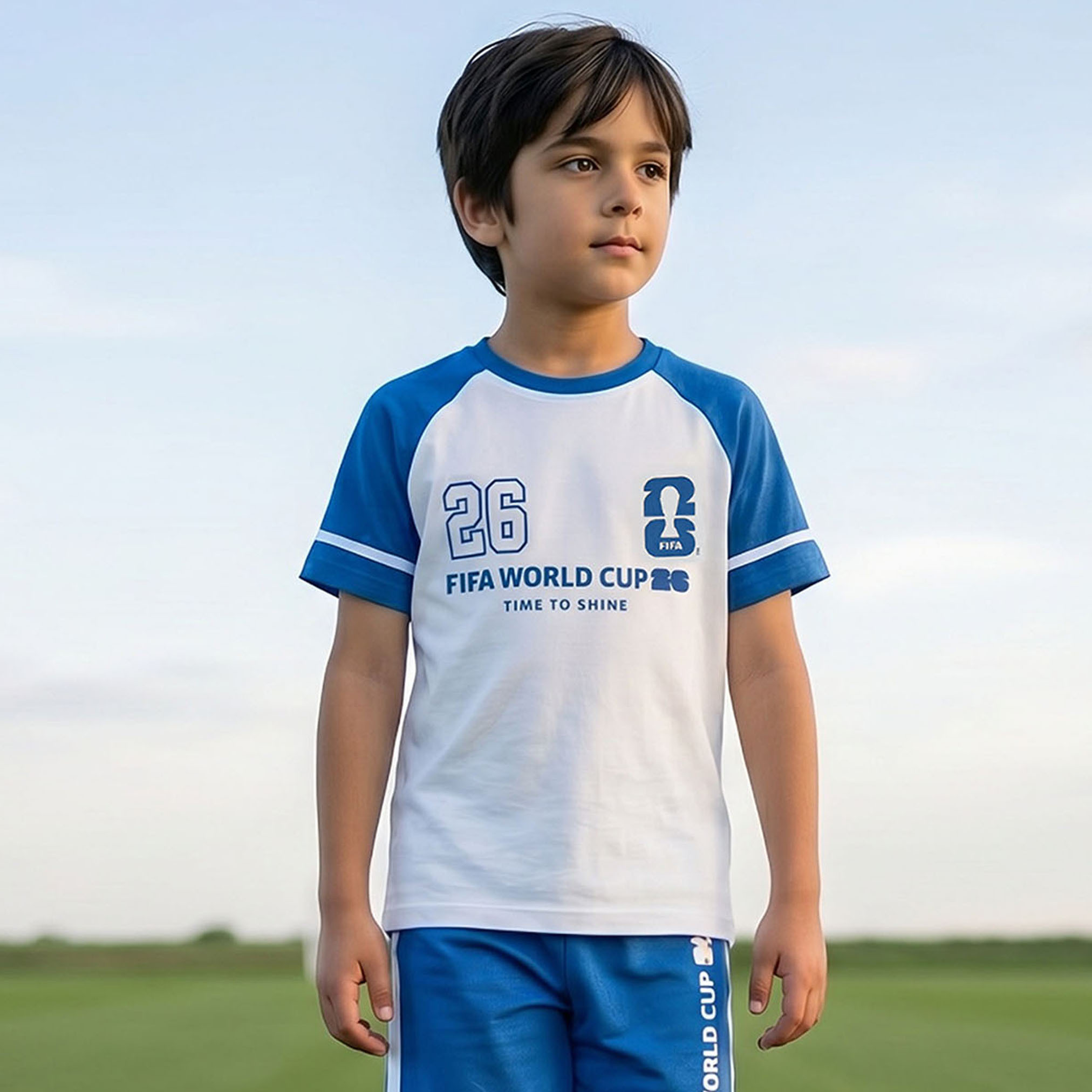 FIFA Cotton Crew Neck Short Sleeve Shorts Set with Varsity Print-boys-clothing-setsandcoords-image-2