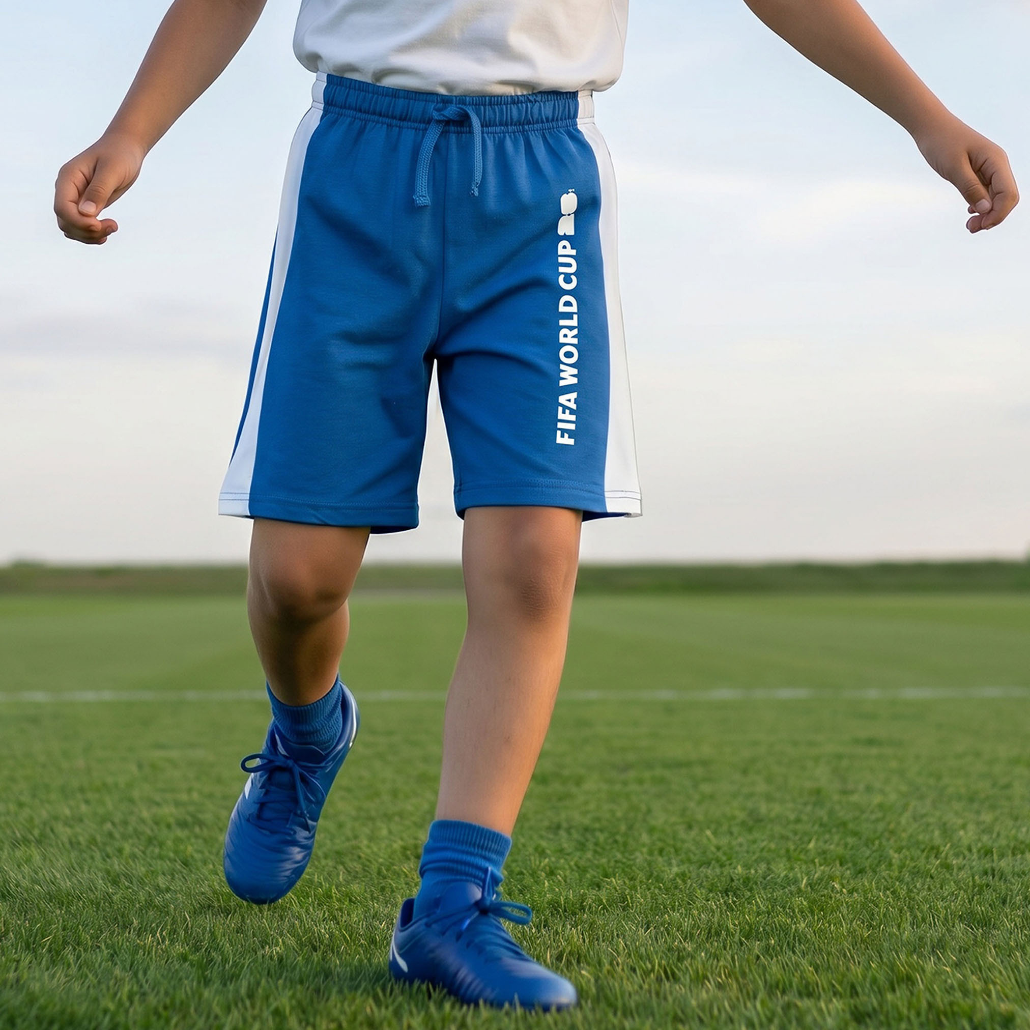 FIFA Cotton Crew Neck Short Sleeve Shorts Set with Varsity Print-boys-clothing-setsandcoords-image-4