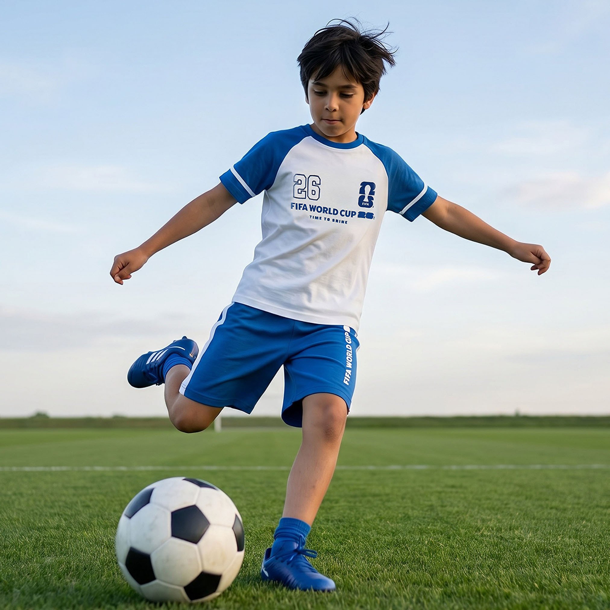 FIFA Cotton Crew Neck Short Sleeve Shorts Set with Varsity Print-boys-clothing-setsandcoords-image-7
