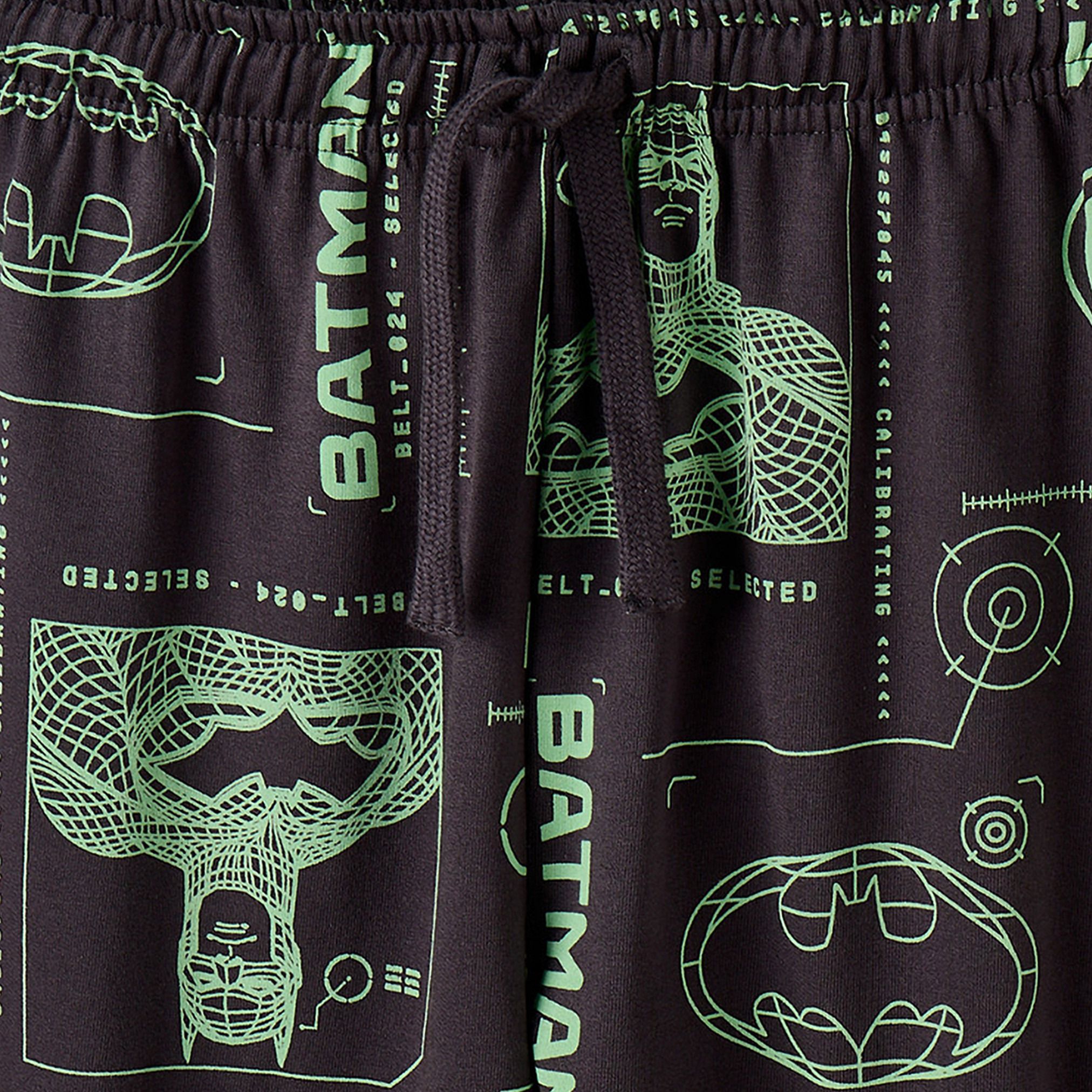 Cotton Crew Neck Short Sleeves Pyjama Set with Batman Print-boys-clothing-nightwear-image-6