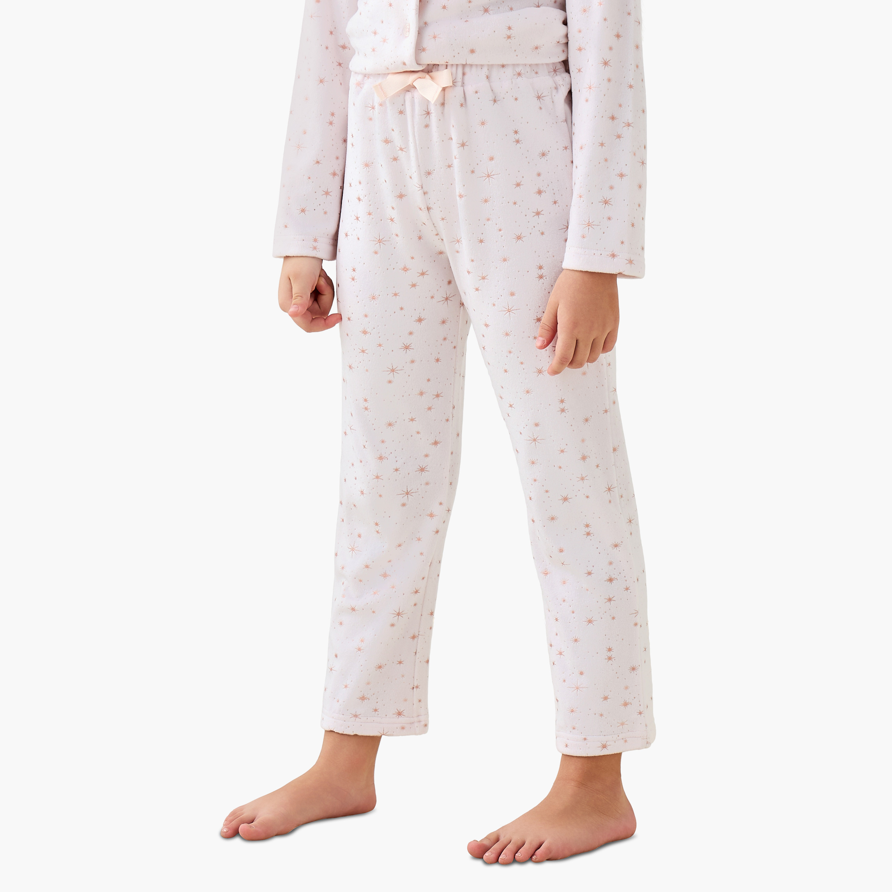 Juniors Cotton Peter Pan Collar Long Sleeves Pyjama Set with Star Print-baby-girls-clothing-nightwear-pyjamasets-image-3