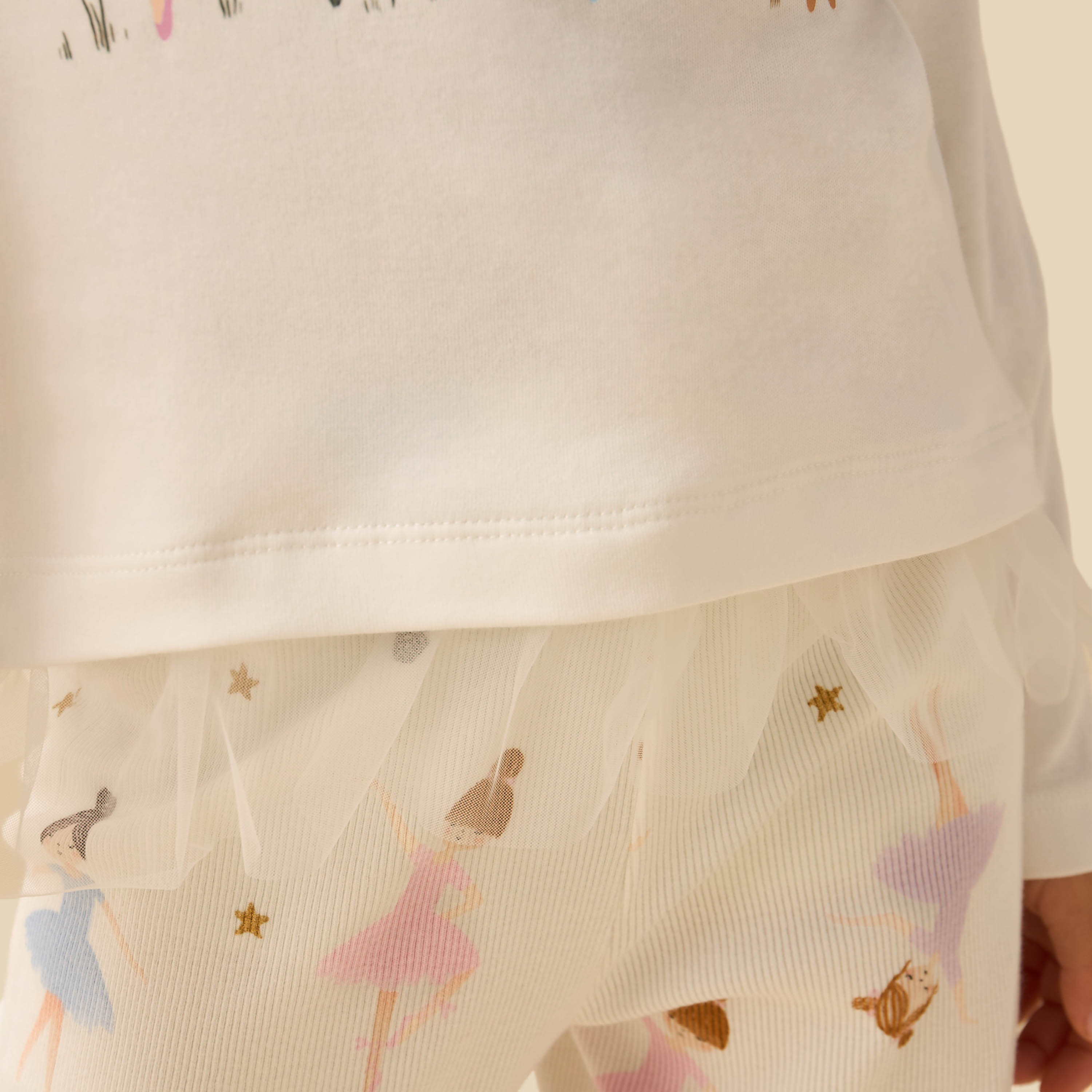 Juniors Cotton Crew Neck Long Sleeves Pyjama Set with Ballerina Print-girls-clothing-nightwear-image-7