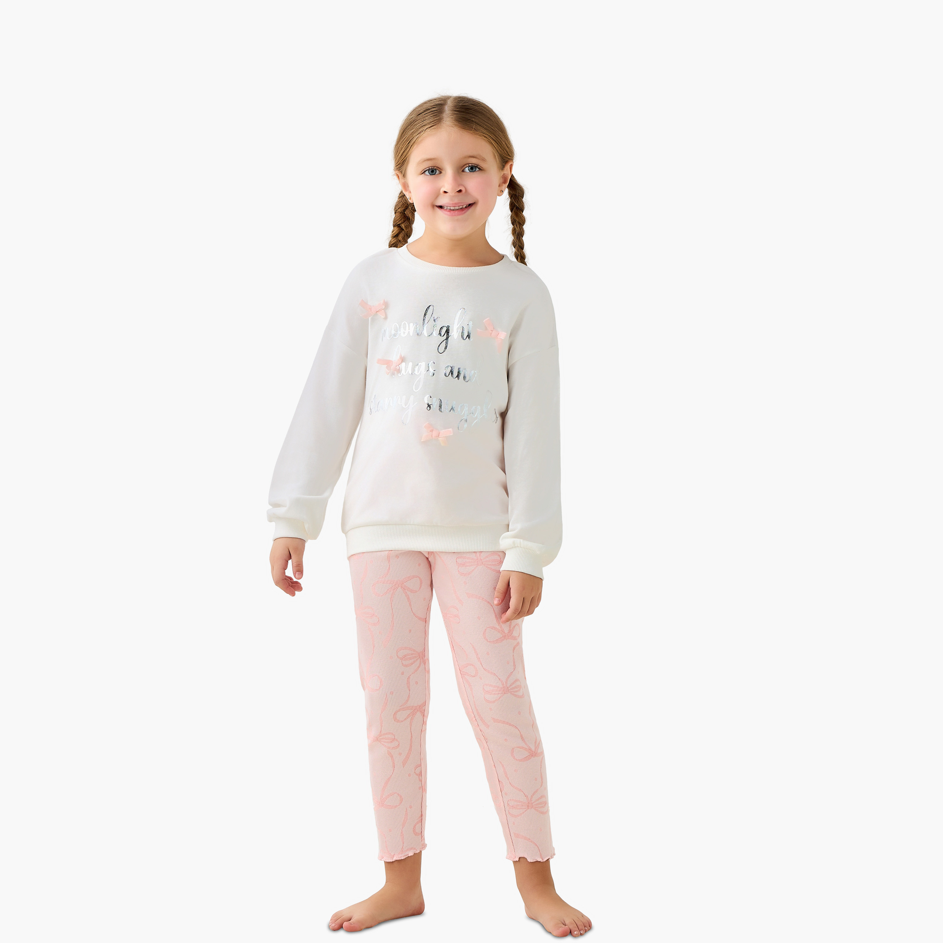 Juniors Cotton Crew Neck Long Sleeves Pyjama Set with Print-baby-girls-clothing-nightwear-pyjamasets-image-1