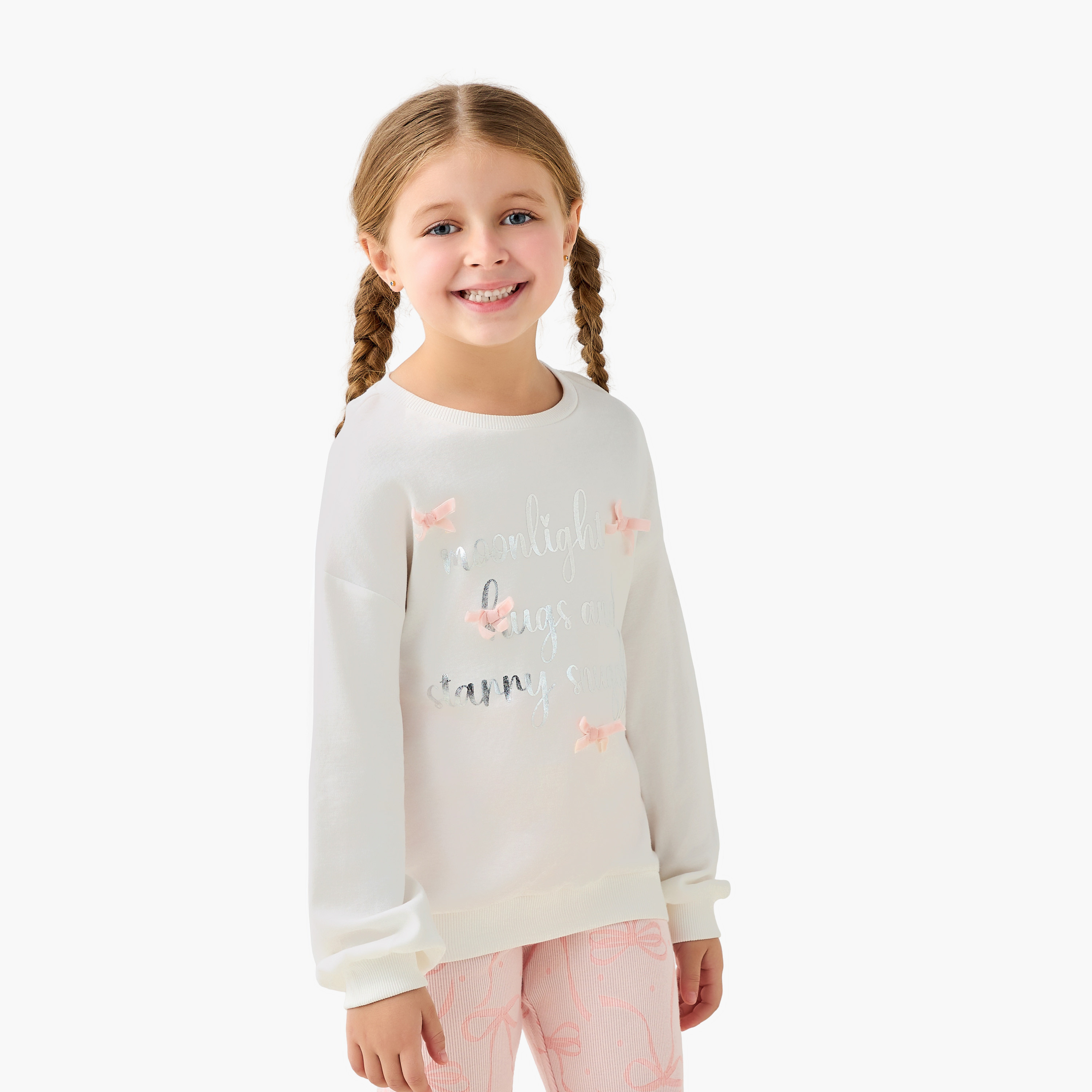 Juniors Cotton Crew Neck Long Sleeves Pyjama Set with Print-baby-girls-clothing-nightwear-pyjamasets-image-2