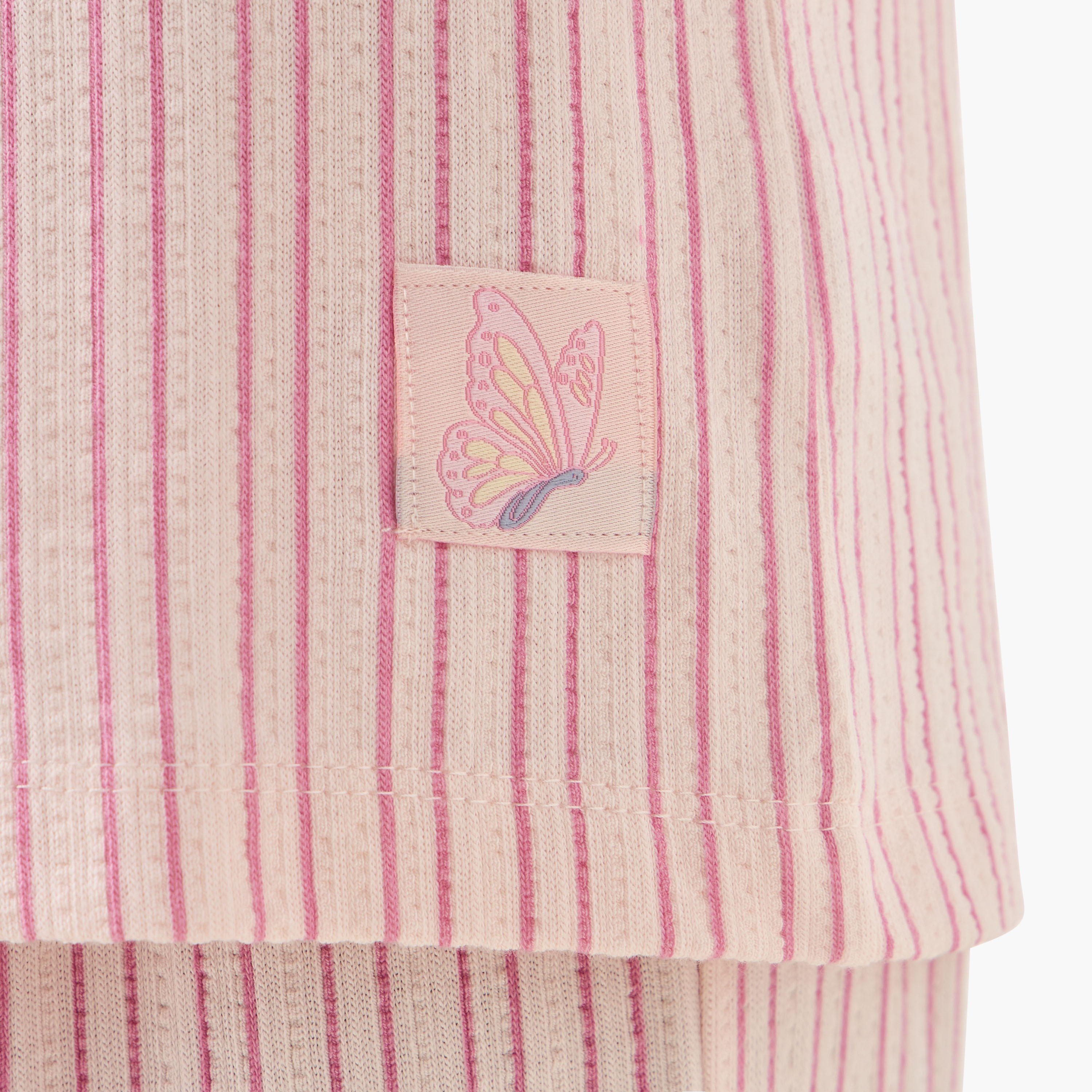 Juniors Cotton Collared Long Sleeves Pyjama Set with Stripes-baby-girls-clothing-nightwear-pyjamasets-image-6