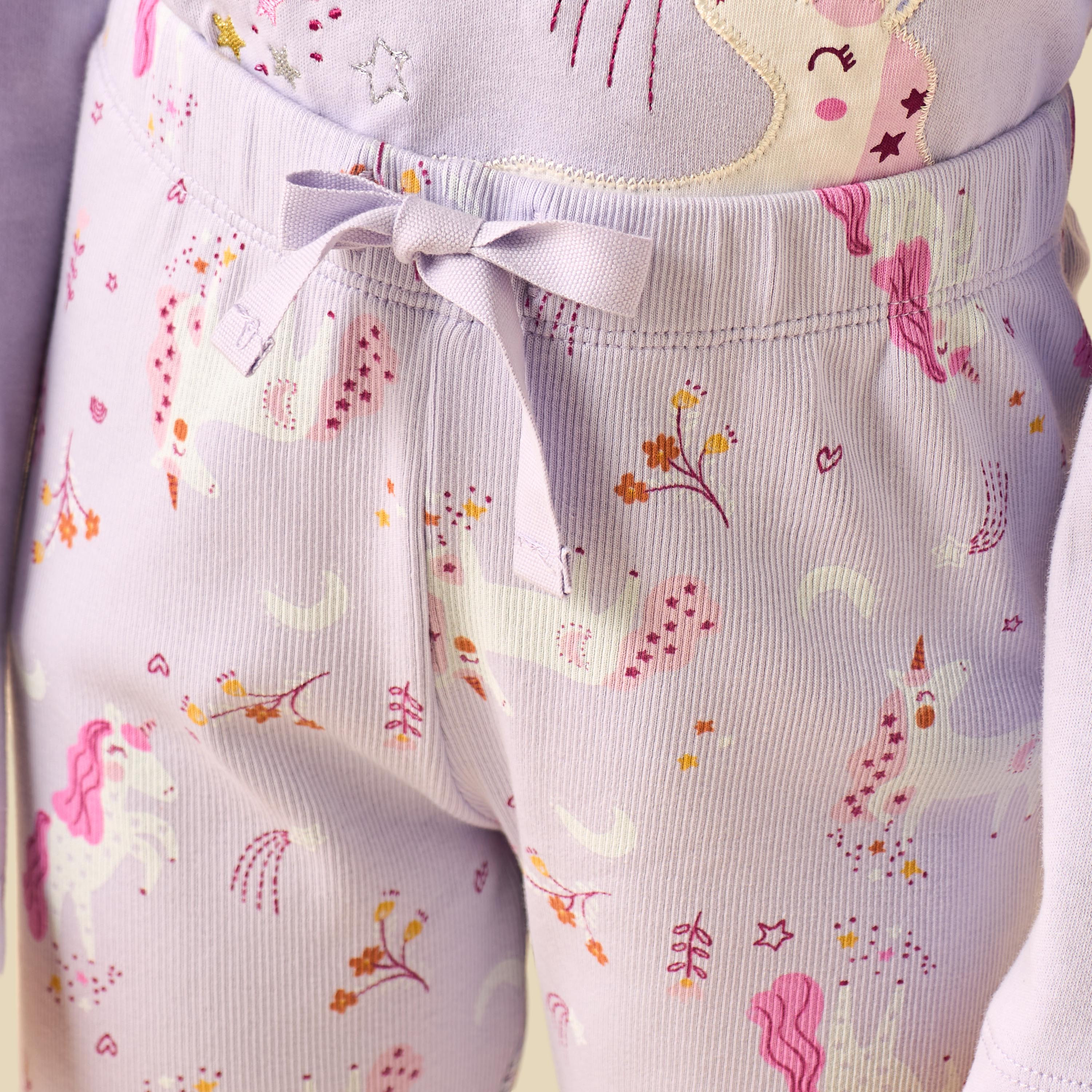 Juniors Cotton Crew Neck Long Sleeves Pyjama Set with Unicorn Print-baby-girls-clothing-nightwear-pyjamasets-image-5