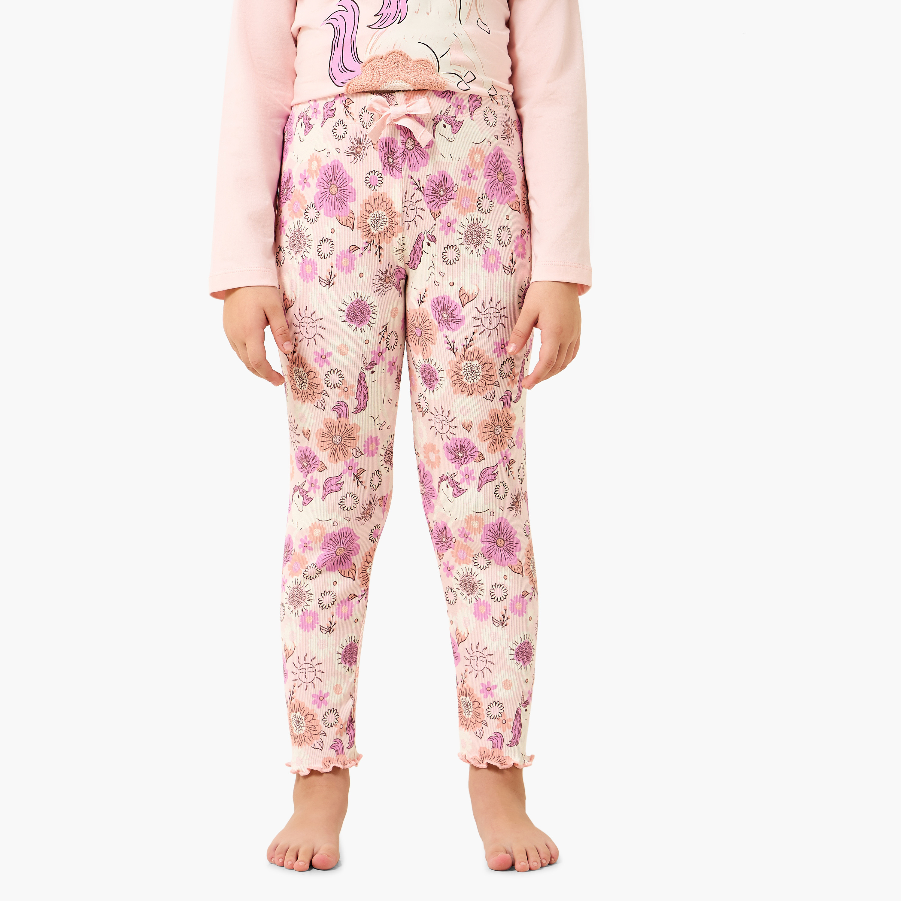 طقم بنطلون بيجاما وبلوزة قطن برقبة ضيقة وأكمام طويلة وطبعات من جونيورز-baby-girls-clothing-nightwear-pyjamasets-image-3