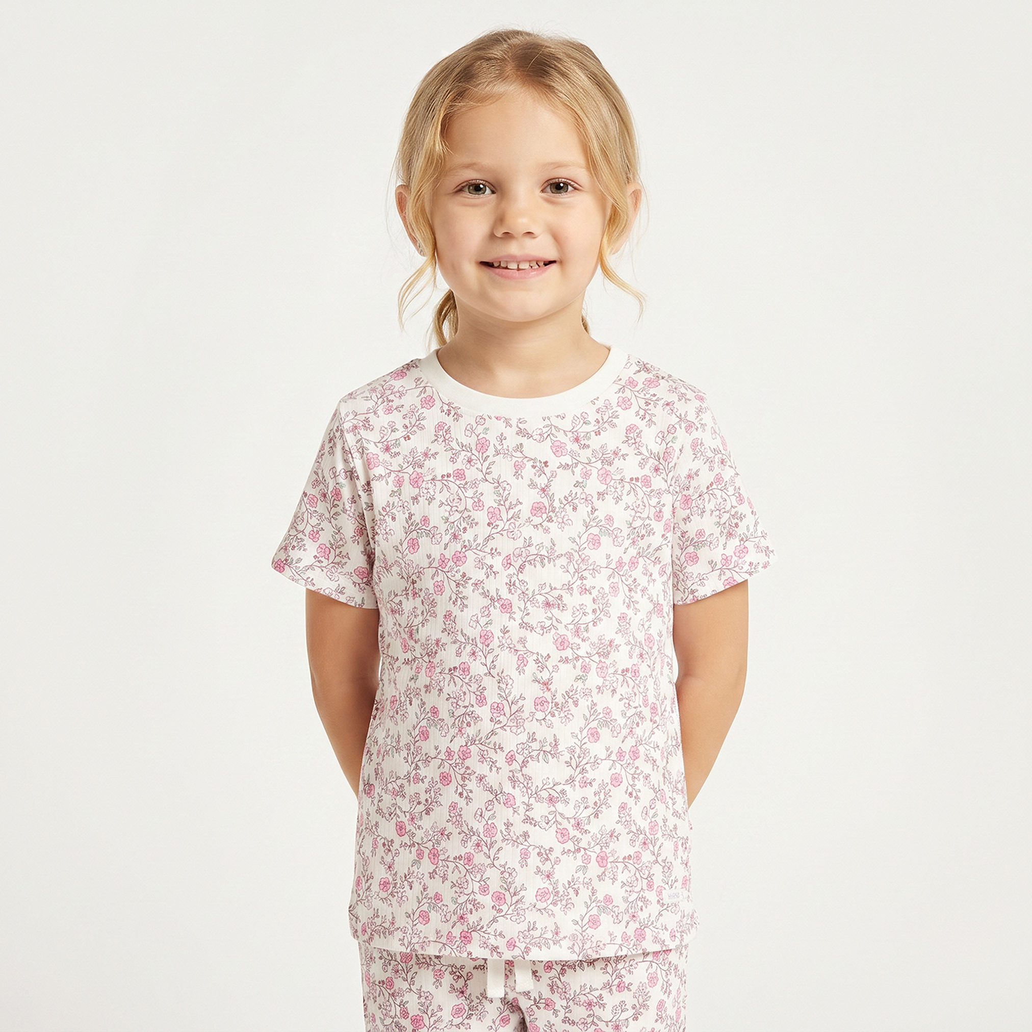 طقم بيجاما قطن بياقة مستديرة وأكمام قصيرة وطبعات من جونيورز-baby-girls-clothing-nightwear-pyjamasets-image-6